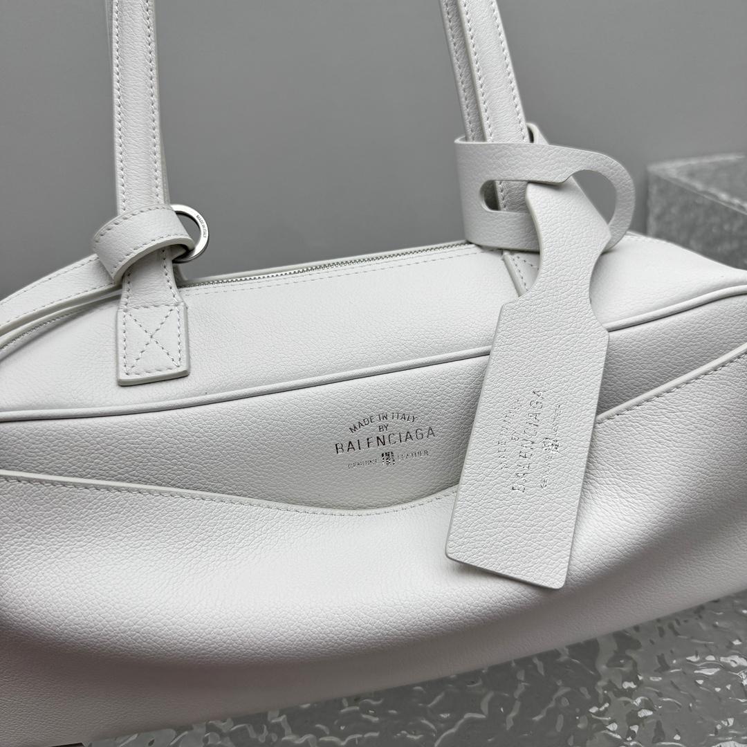 Balenciaga Carrie Bowling Bag Small In White - DesignerGu