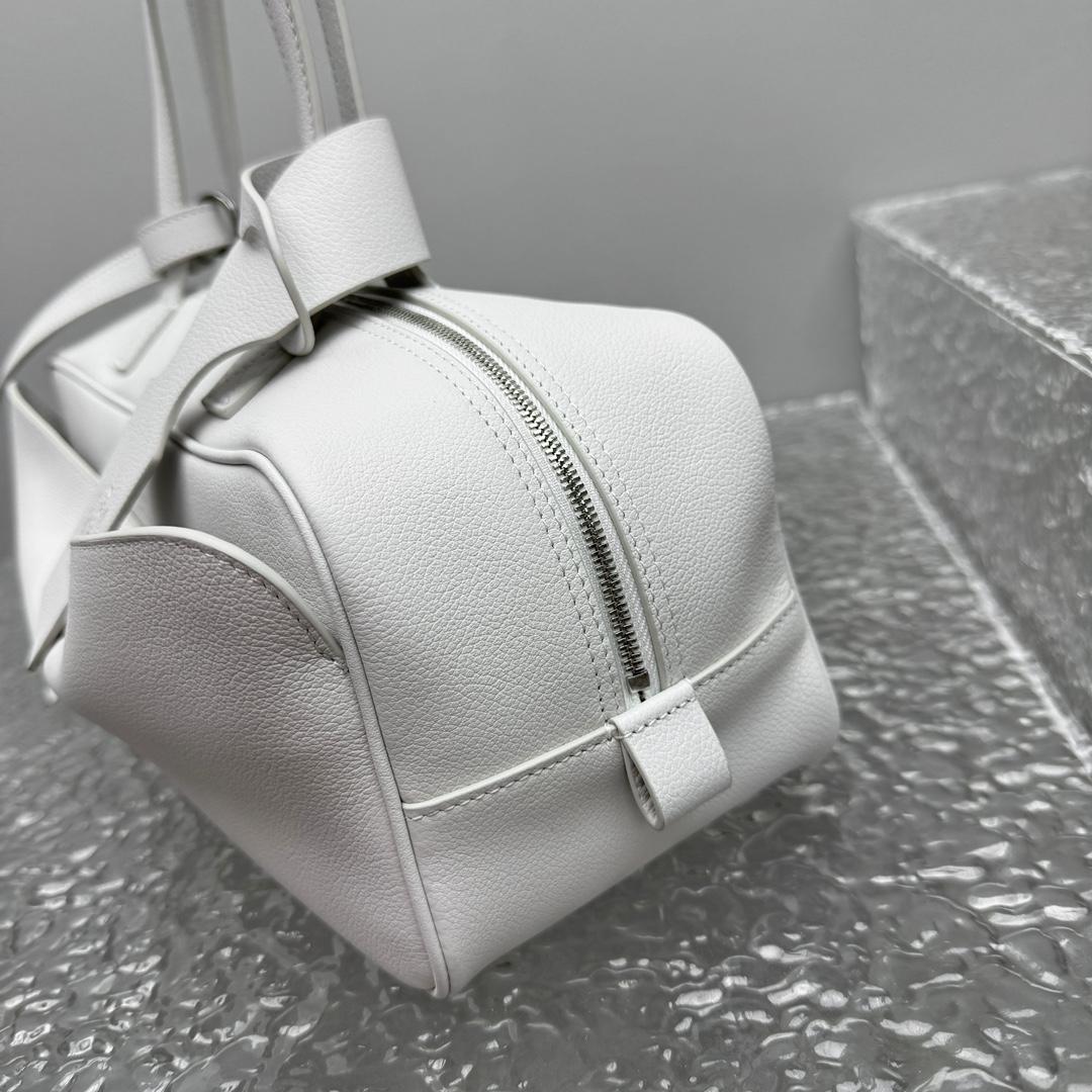 Balenciaga Carrie Bowling Bag Small In White - DesignerGu