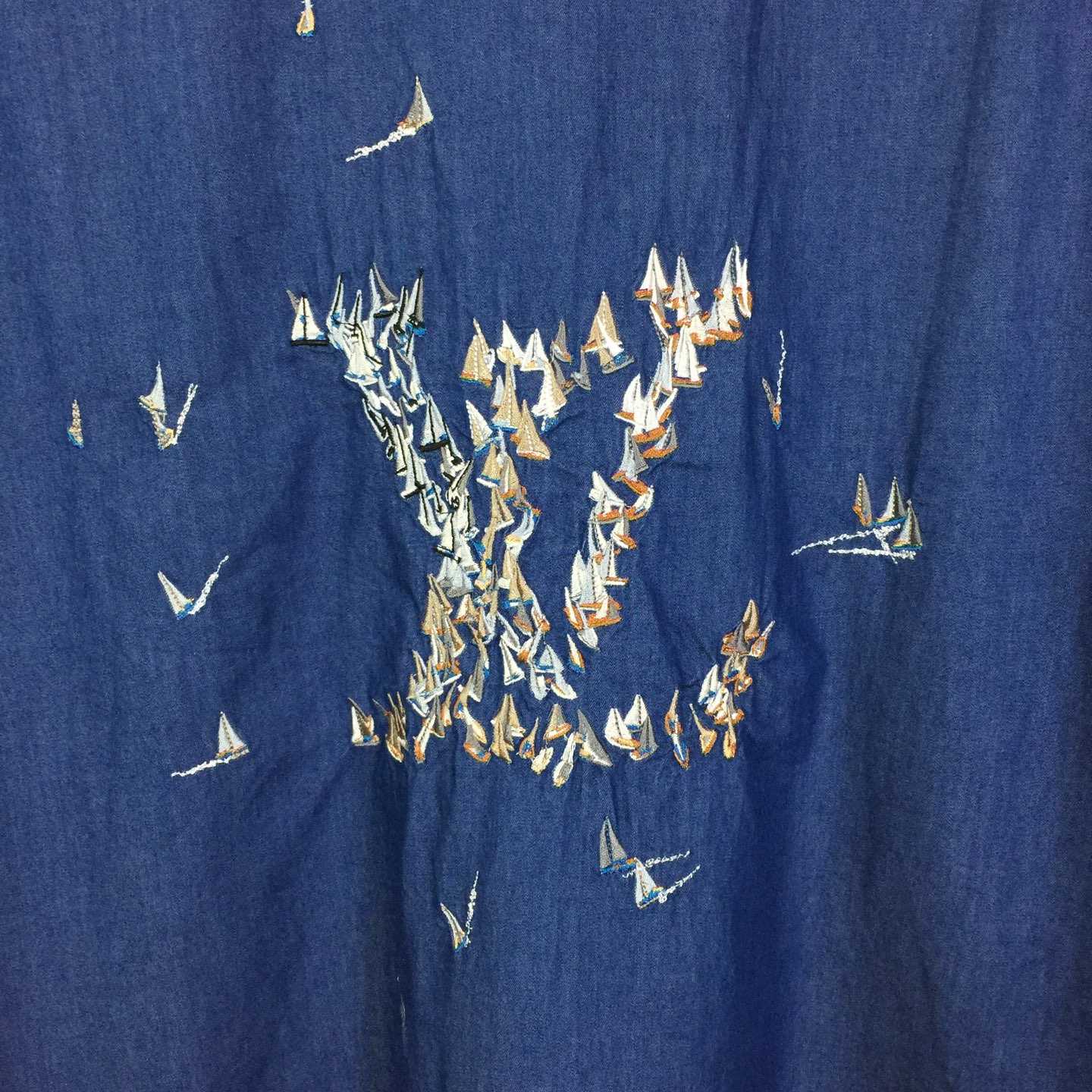 Louis Vuitton Embroidered Chambray Short-Sleeved Shirt   1AHVVX - DesignerGu