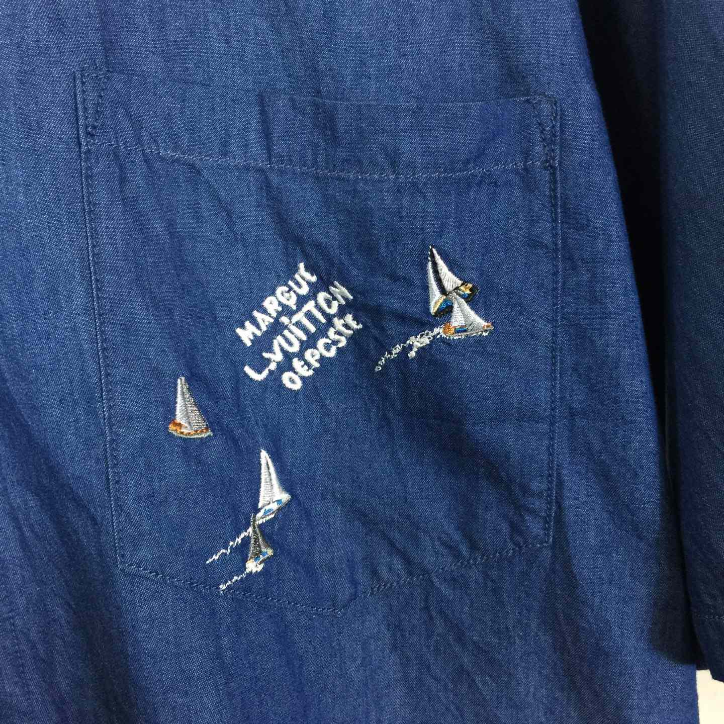 Louis Vuitton Embroidered Chambray Short-Sleeved Shirt   1AHVVX - DesignerGu