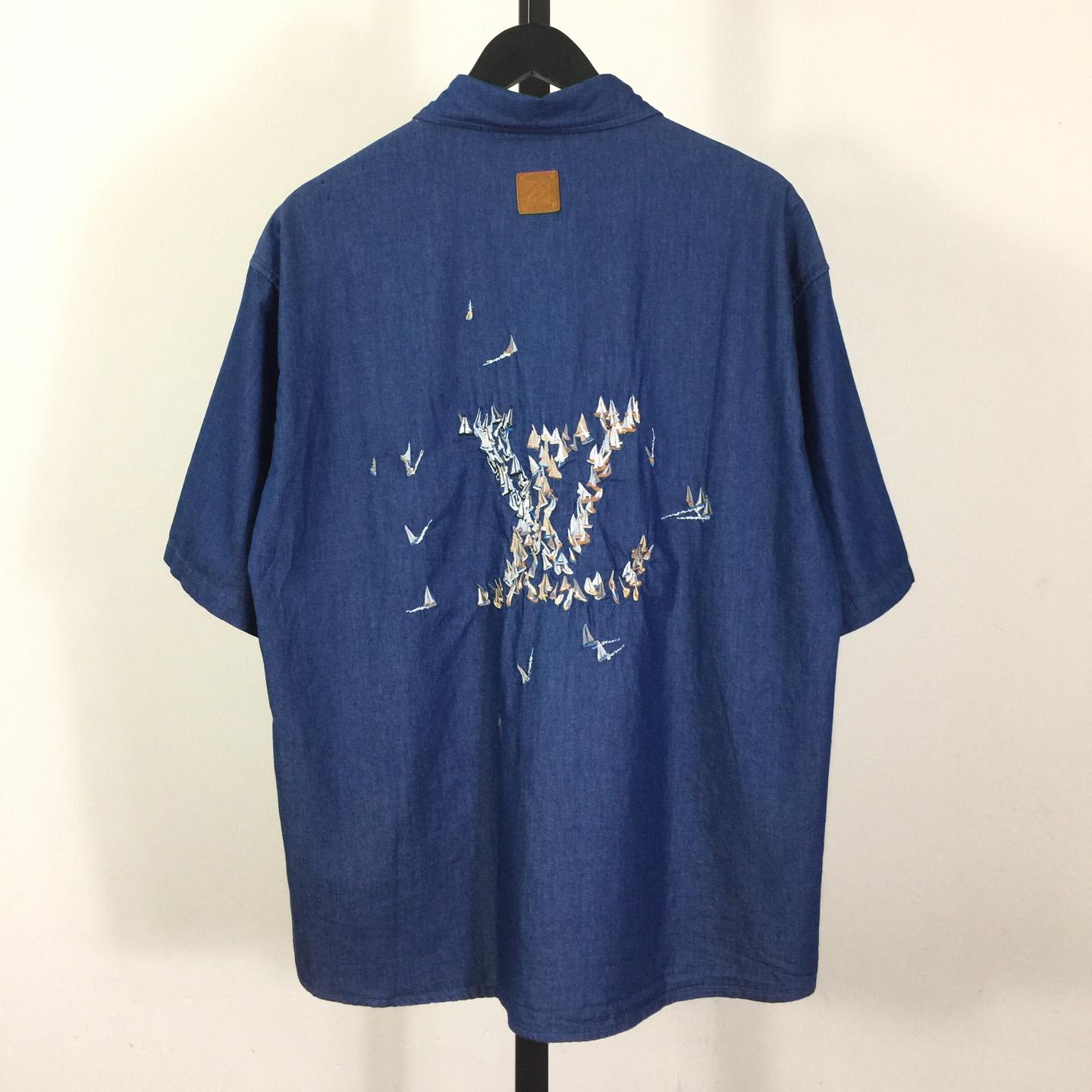 Louis Vuitton Embroidered Chambray Short-Sleeved Shirt   1AHVVX - DesignerGu
