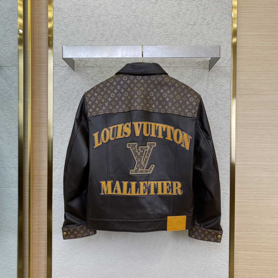 Louis Vuitton Embellished Leather Trucker Jacket  1AHBYF - DesignerGu