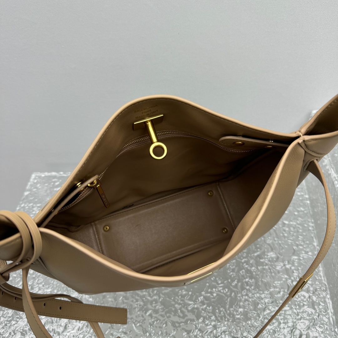 Balenciaga Bel Air Hobo Bag Small In Latte - DesignerGu