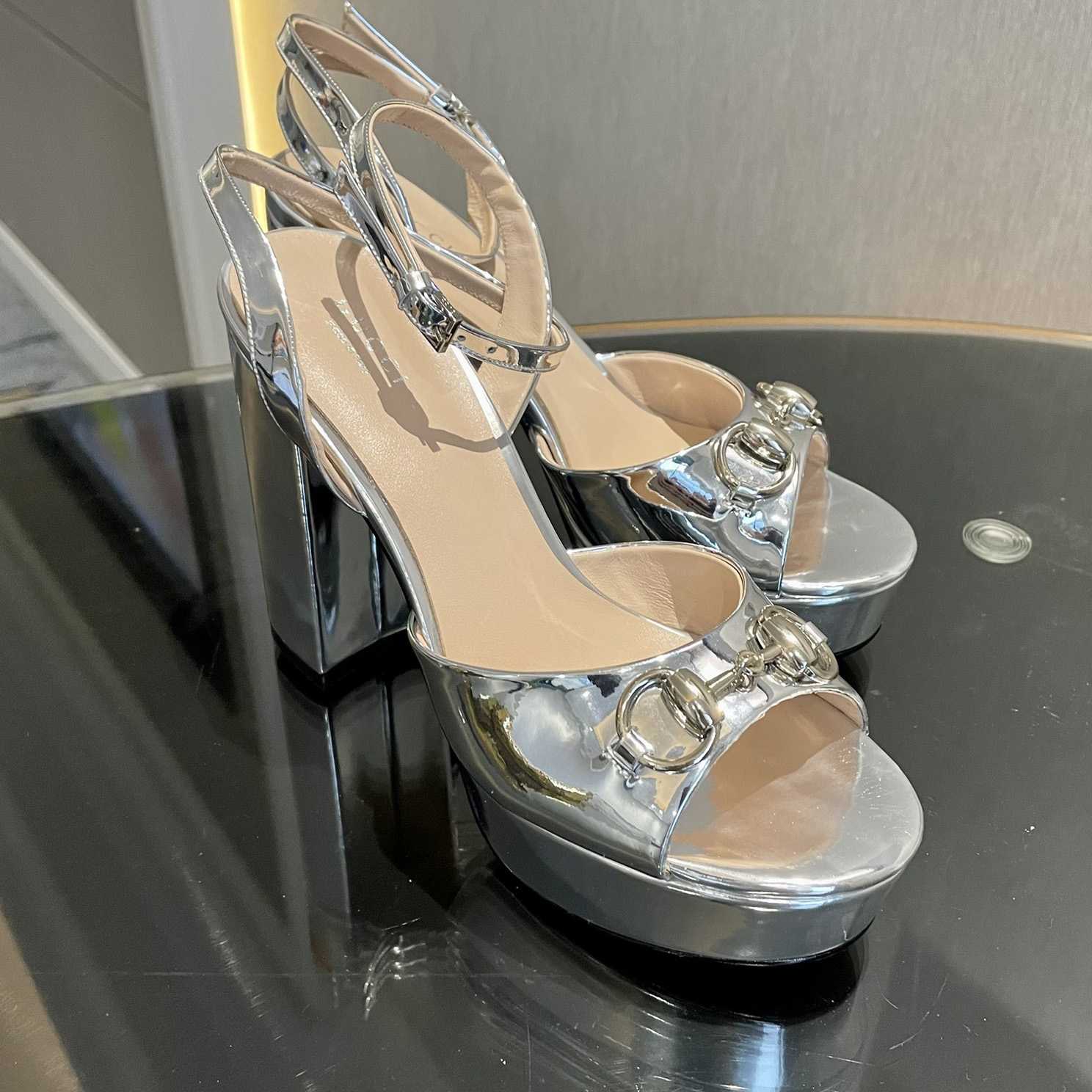Gucci Silver Leather Sandals    11cm - DesignerGu
