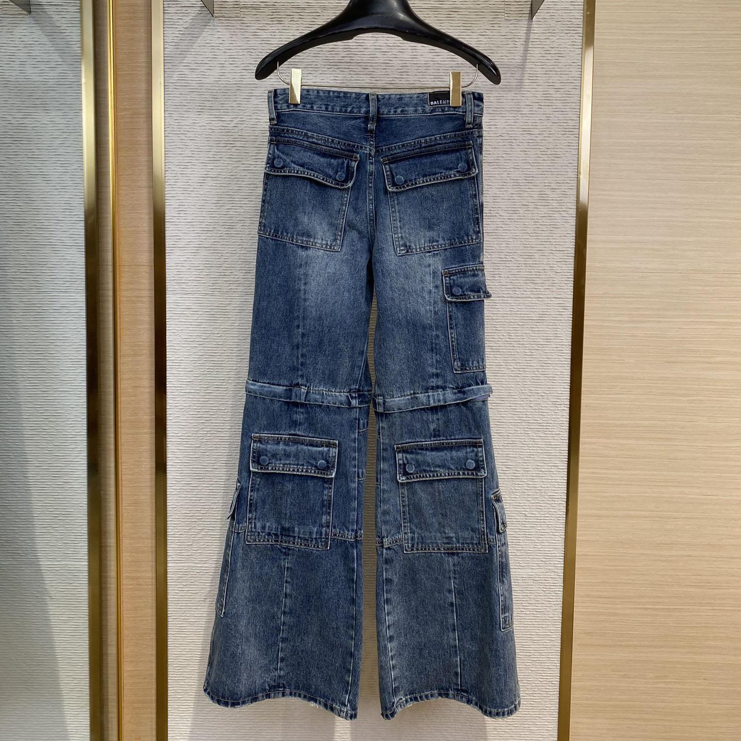 Balenciaga Flared Cargo Pants In Dark Blue - DesignerGu