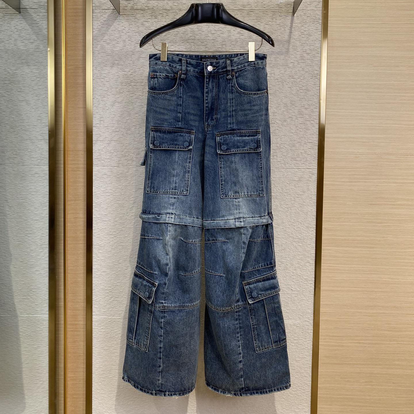 Balenciaga Flared Cargo Pants In Dark Blue - DesignerGu