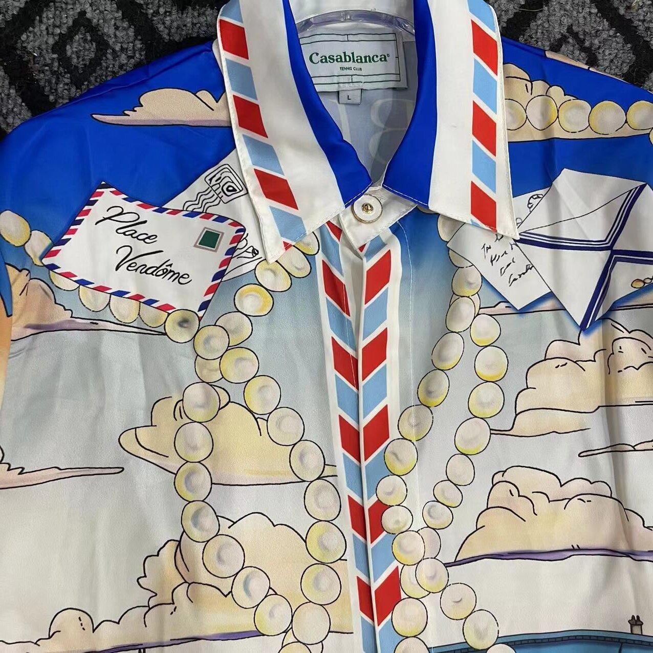 Casablanca Long-Sleeve Silk Shirt 'Place Casa' - DesignerGu