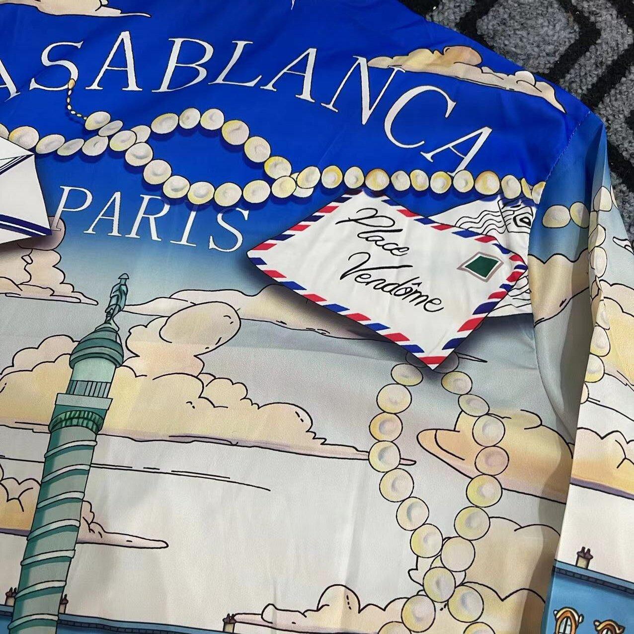 Casablanca Long-Sleeve Silk Shirt 'Place Casa' - DesignerGu