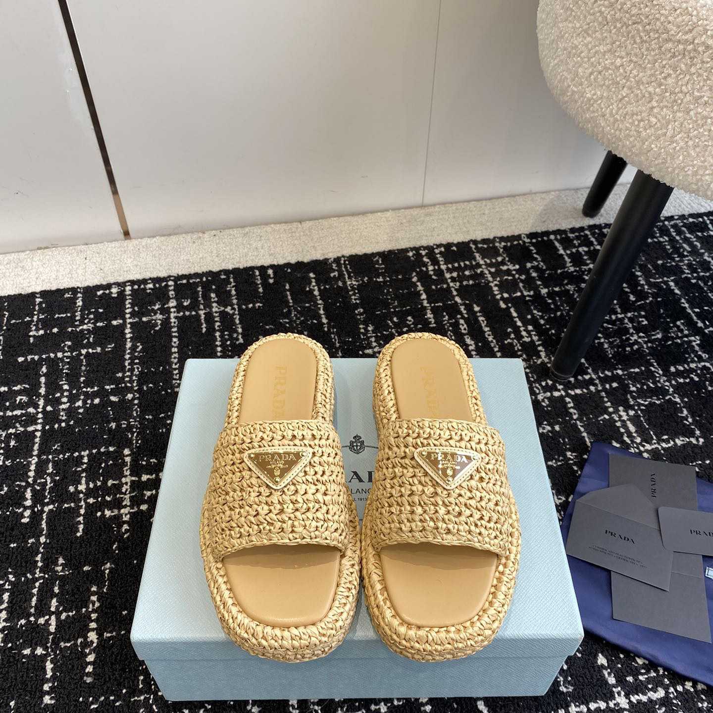 Prada Crochet Flatform Slides - DesignerGu