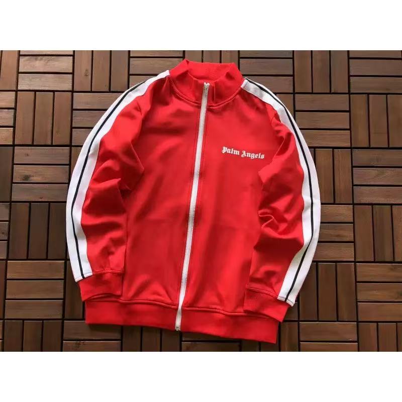 Palm Angels Zip Up Track Jacket 'Red/White' - DesignerGu