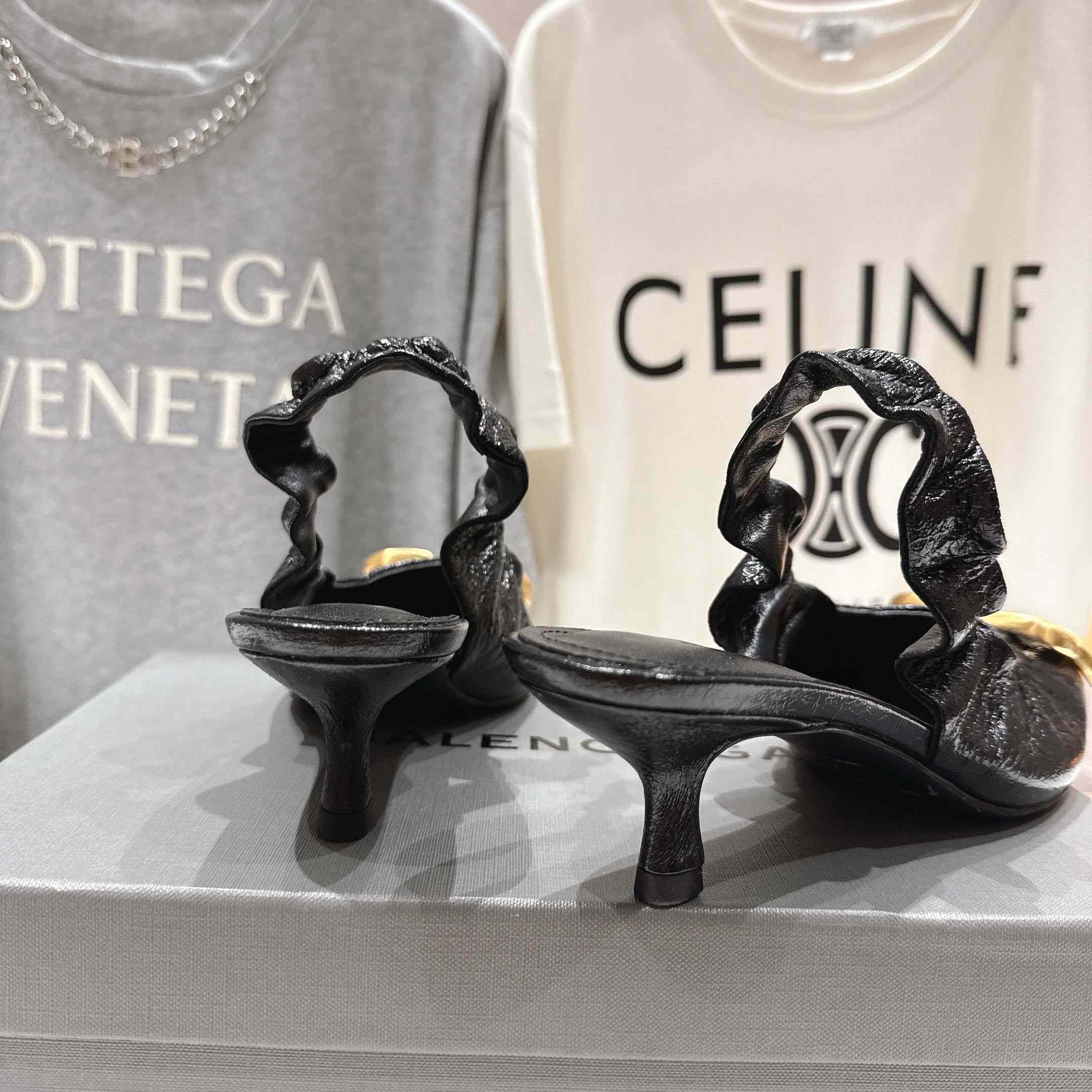 Balenciaga Monaco 50mm Slingback In Black Arena Lambskin - DesignerGu
