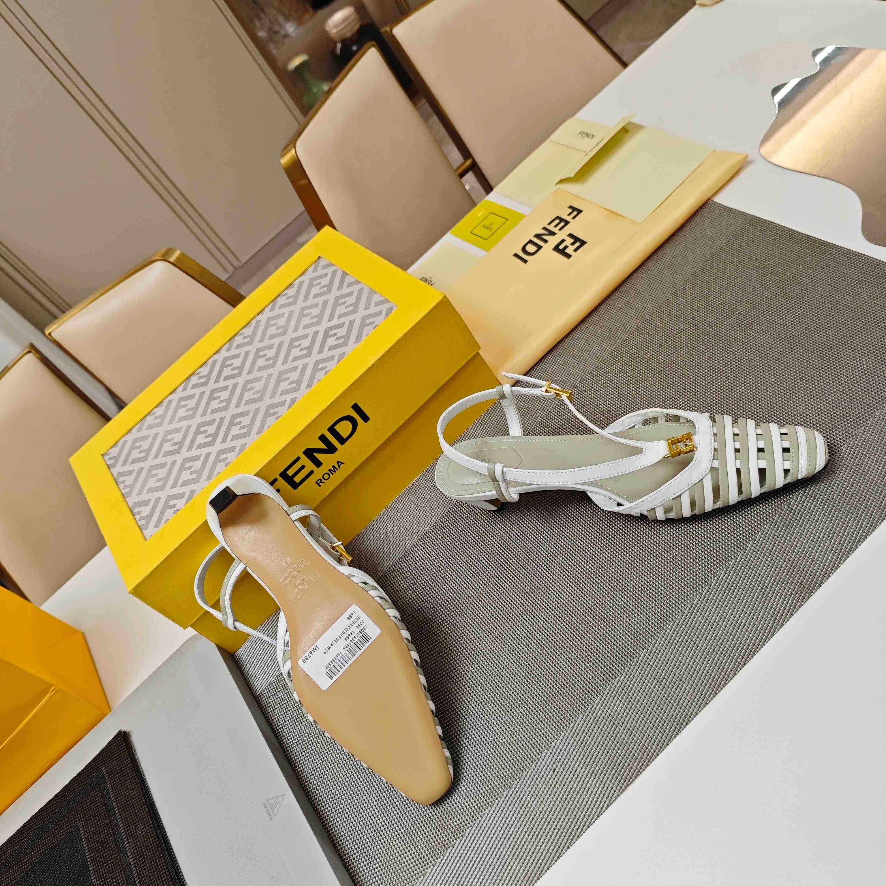 Fendi FFold Leather Low-heeled Slingbacks - DesignerGu