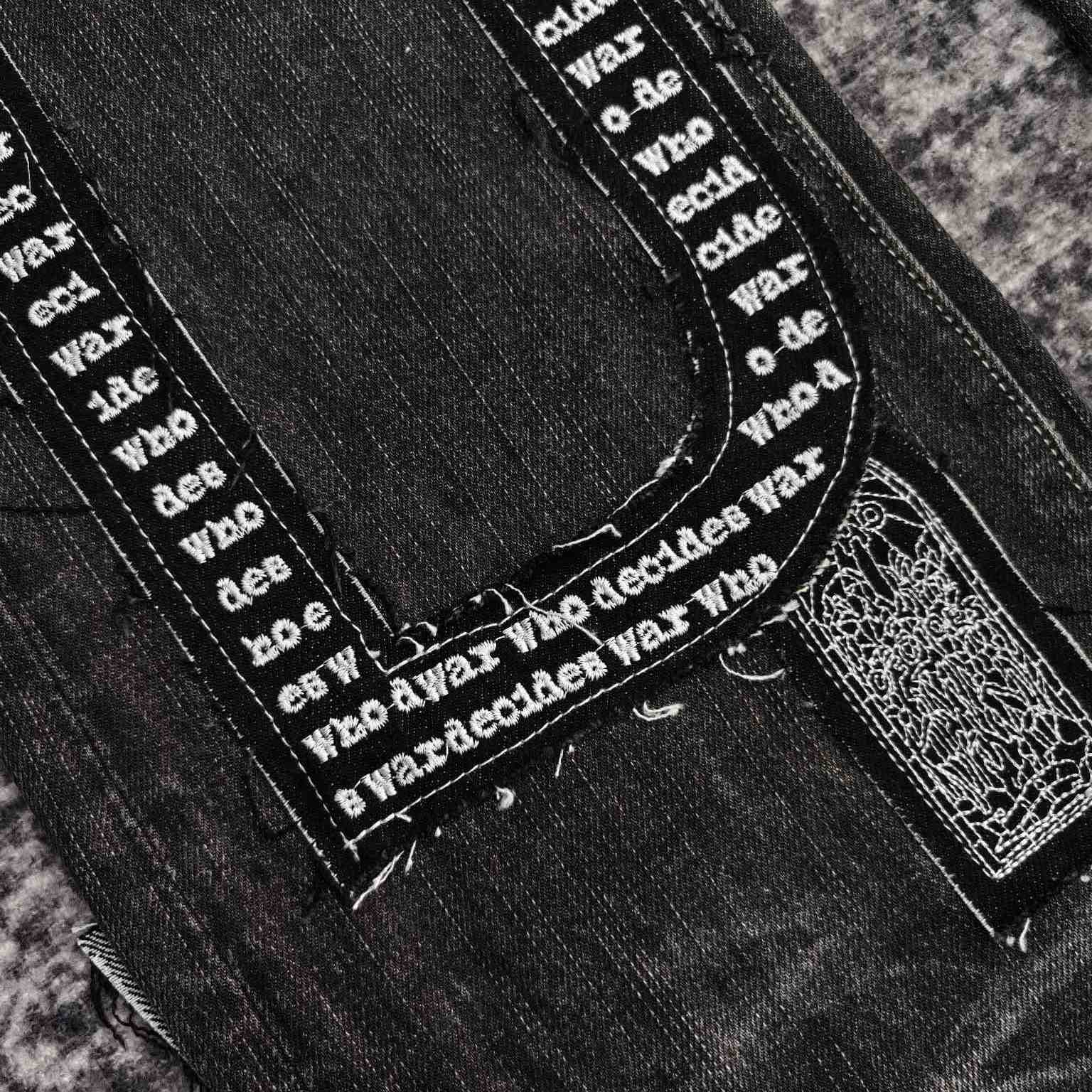 Who Decides War Motif Patched Jeans   701 - DesignerGu