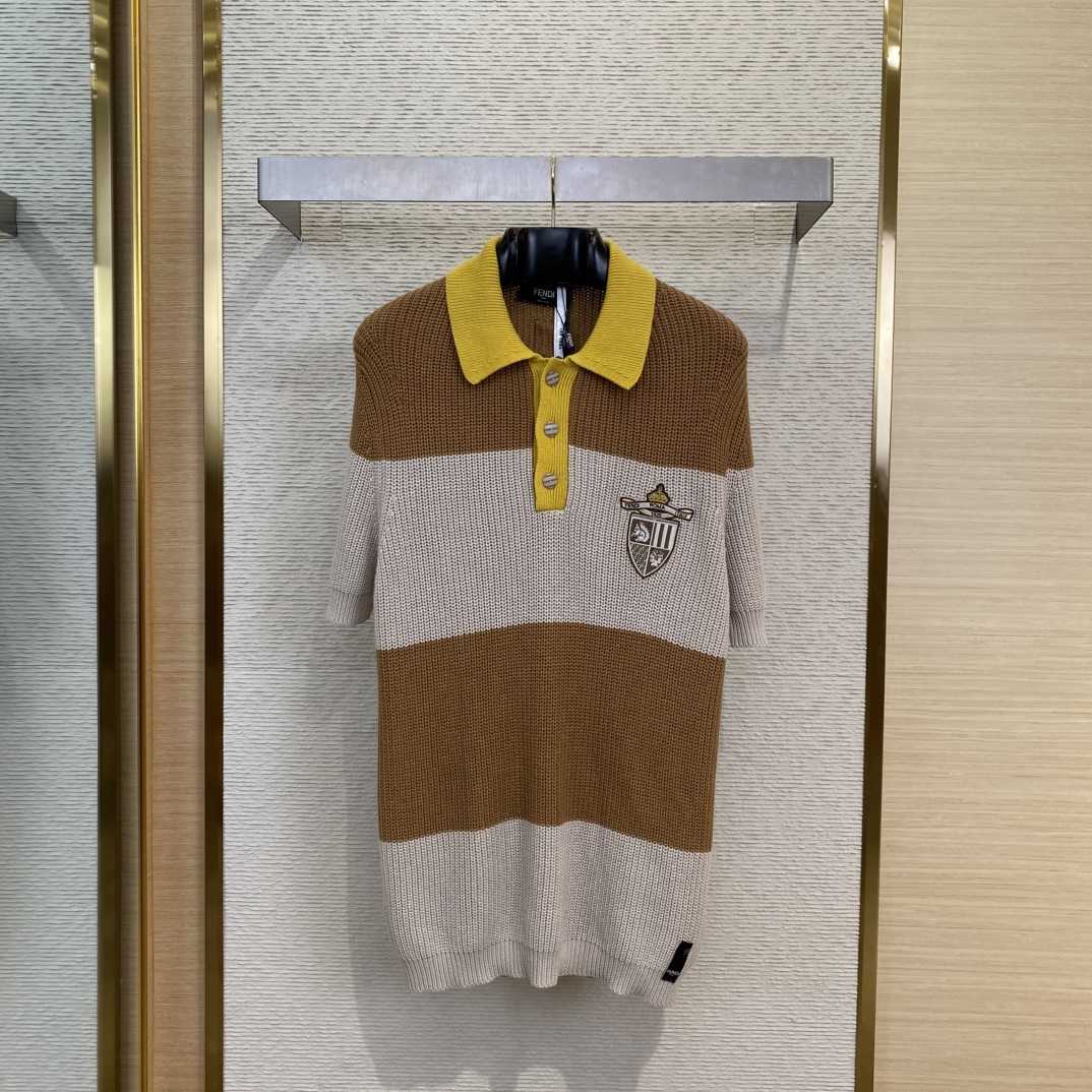 Fendi Yellow And Beige Cotton Jersey Polo Shirt - DesignerGu