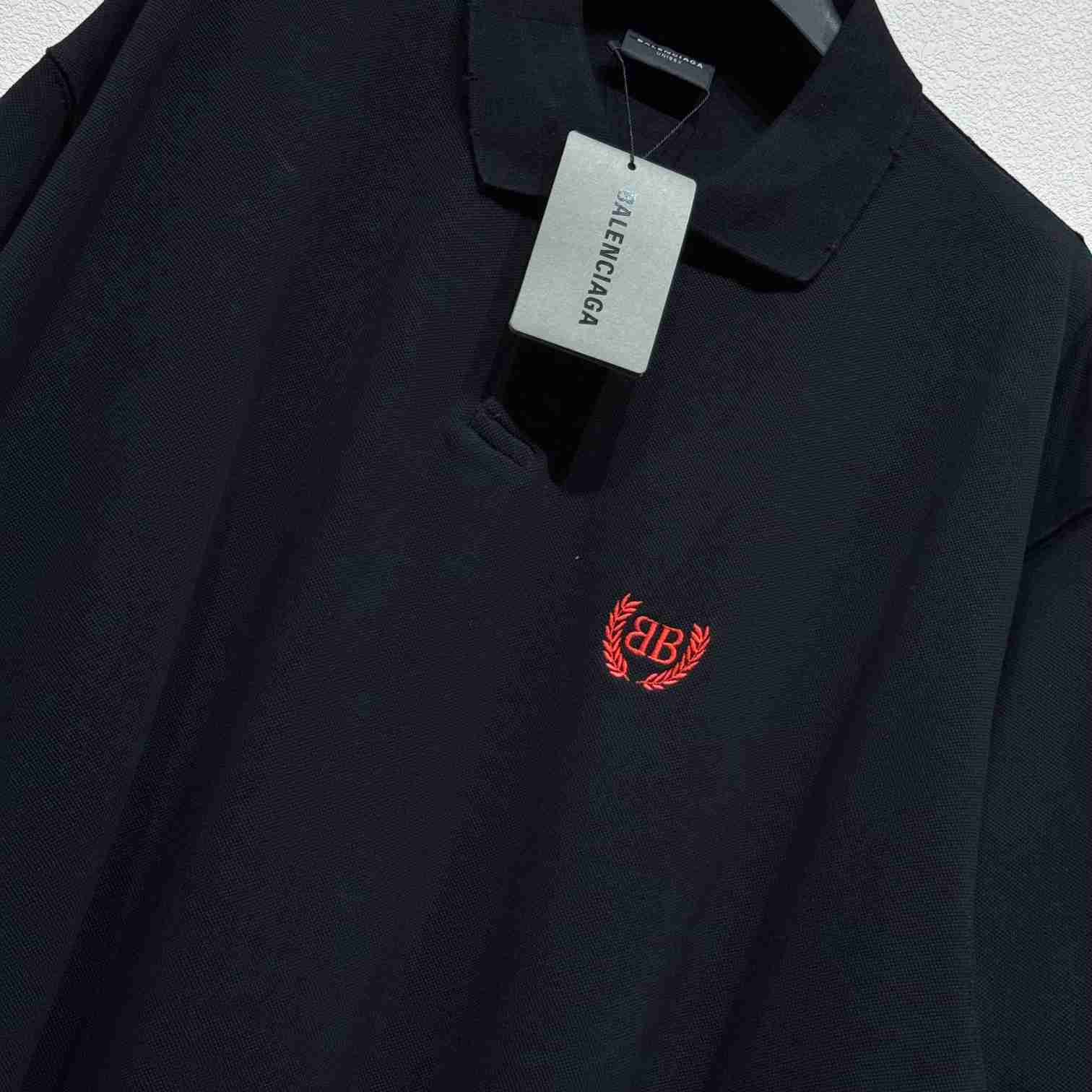 Balenciaga Laurel Classic Short Sleeve Regular Polo In Faded Black  - DesignerGu