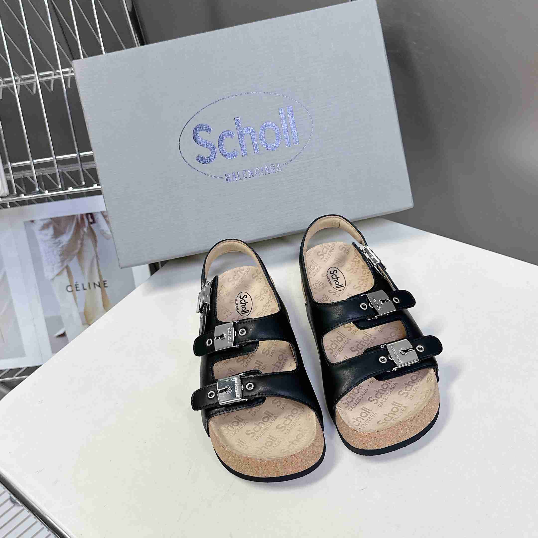 Balenciaga Scholl Flat Sandal In Black - DesignerGu