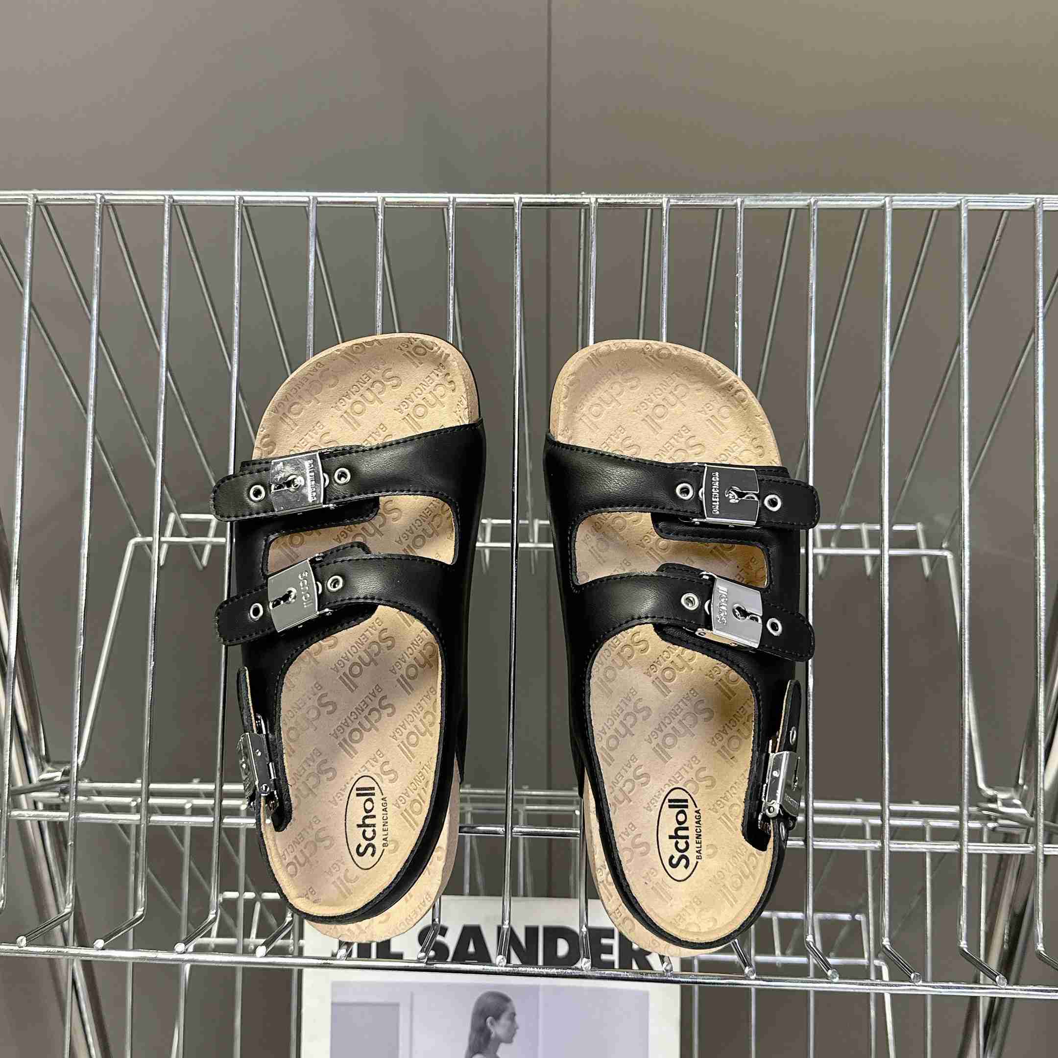 Balenciaga Scholl Flat Sandal In Black - DesignerGu