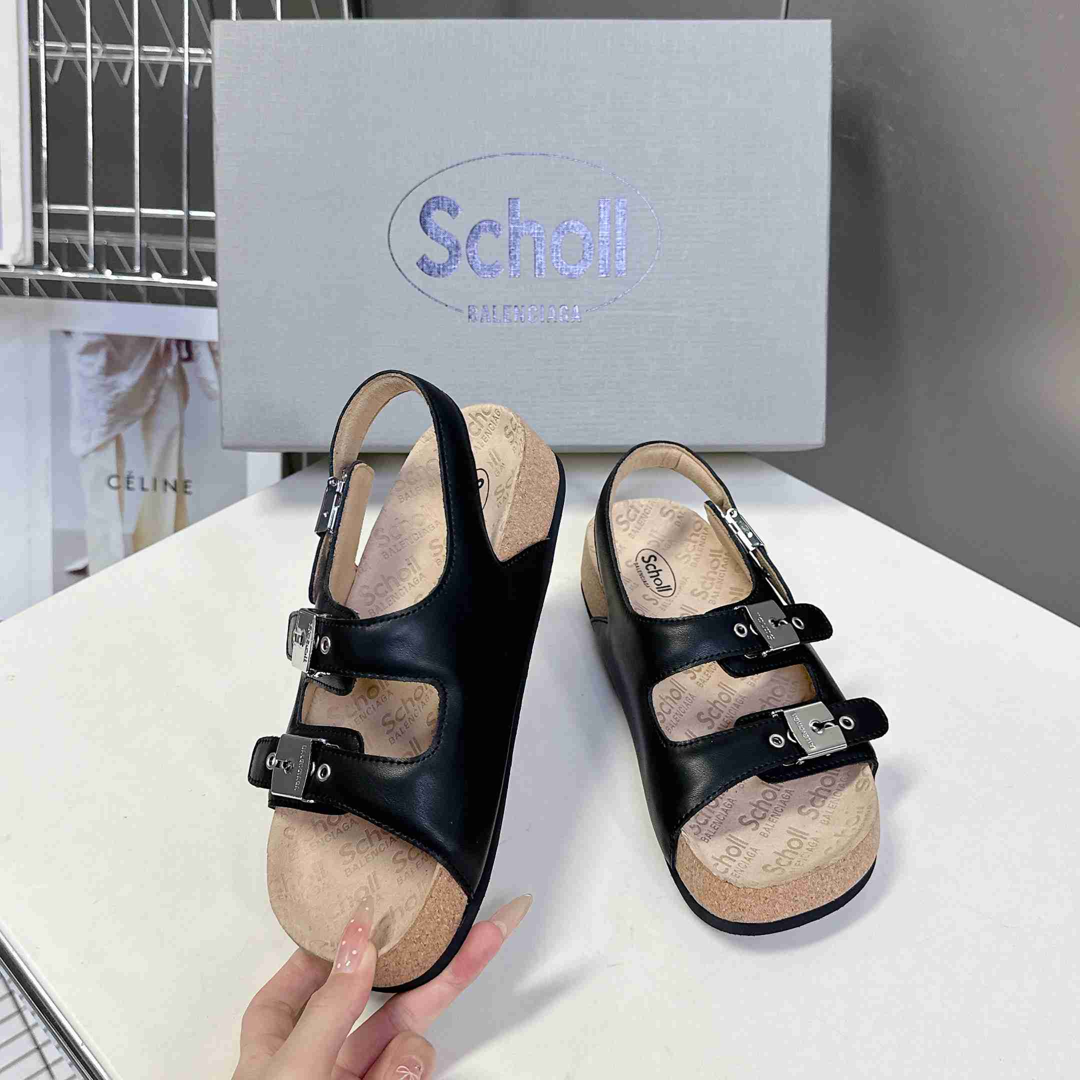 Balenciaga Scholl Flat Sandal In Black - DesignerGu