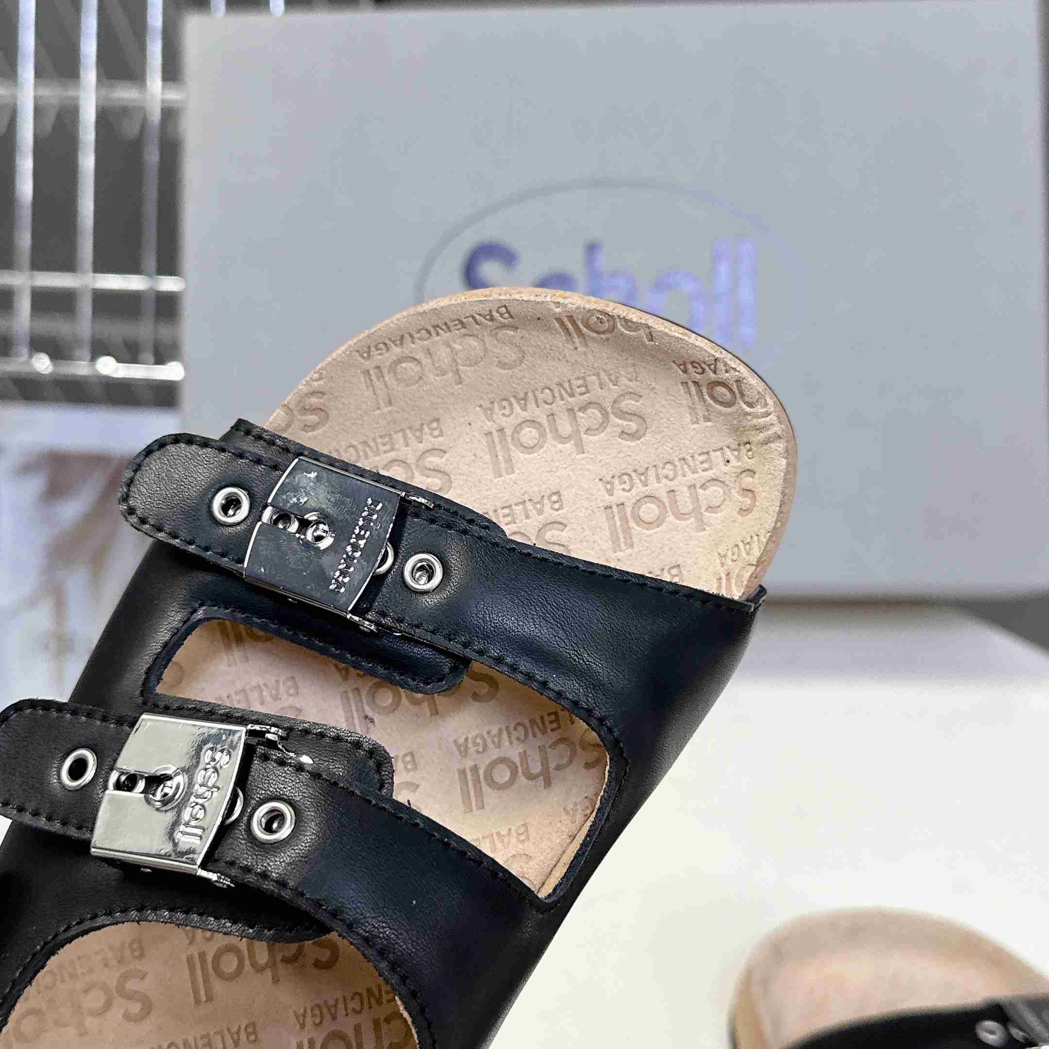 Balenciaga Scholl Flat Sandal In Black - DesignerGu