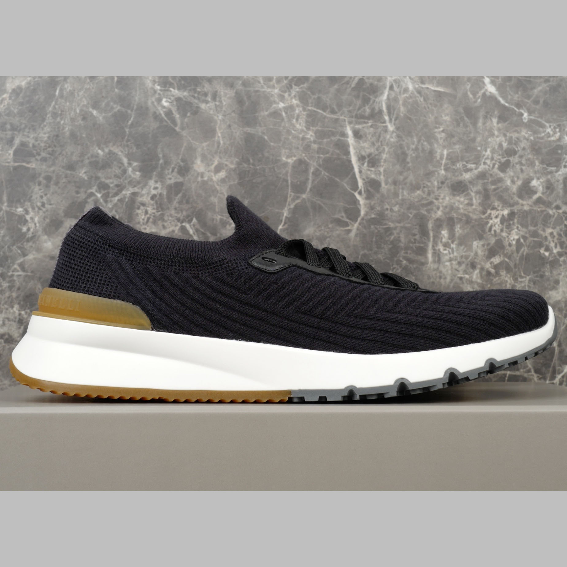 Brunello Cucinelli Cotton Knit And Semi-polished Calfskin Runners - DesignerGu