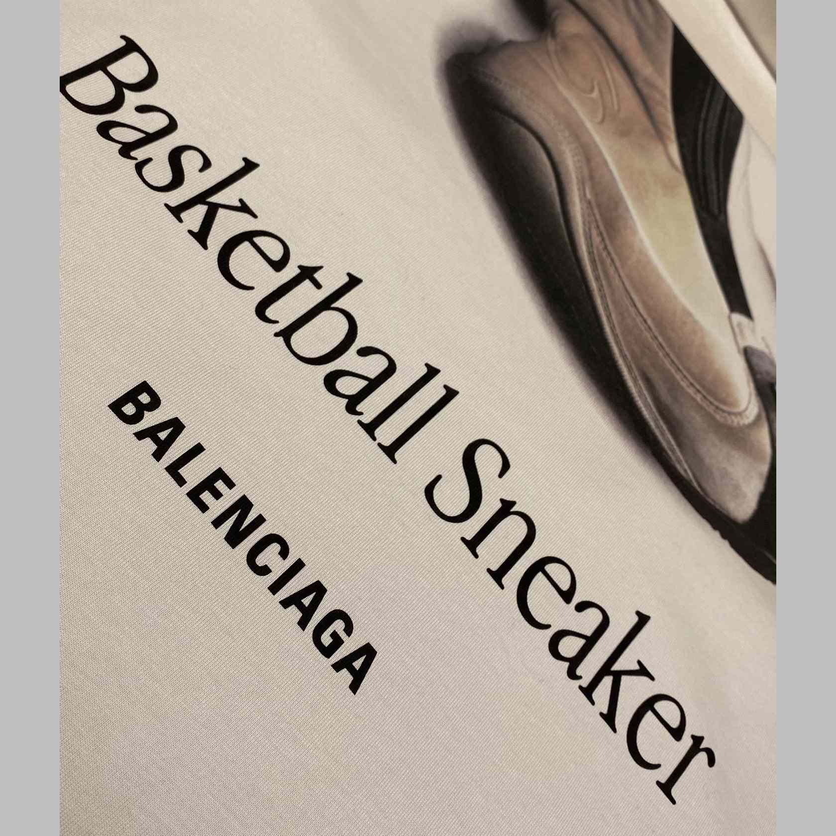 Balenciaga Basketball Sneaker T-Shirt Oversized In Dirty White - DesignerGu