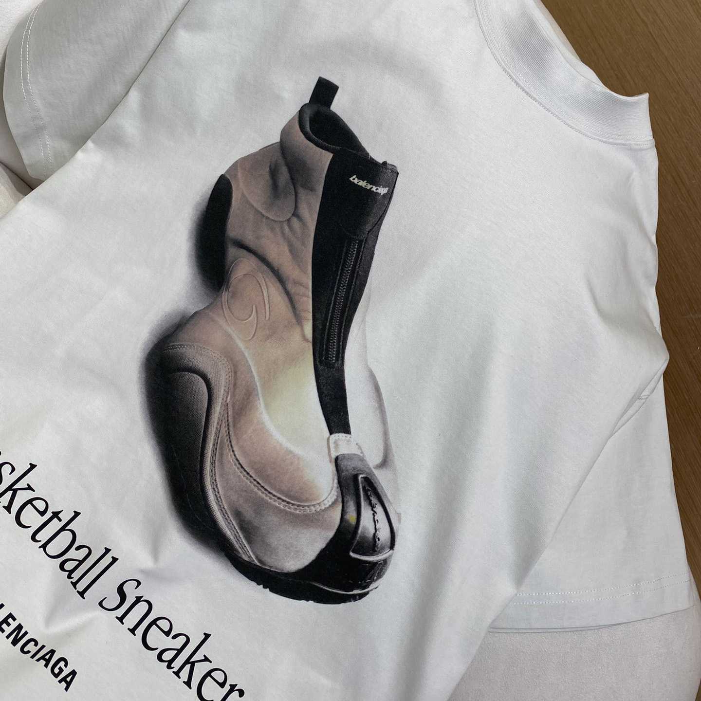 Balenciaga Basketball Sneaker T-Shirt Oversized In Dirty White - DesignerGu