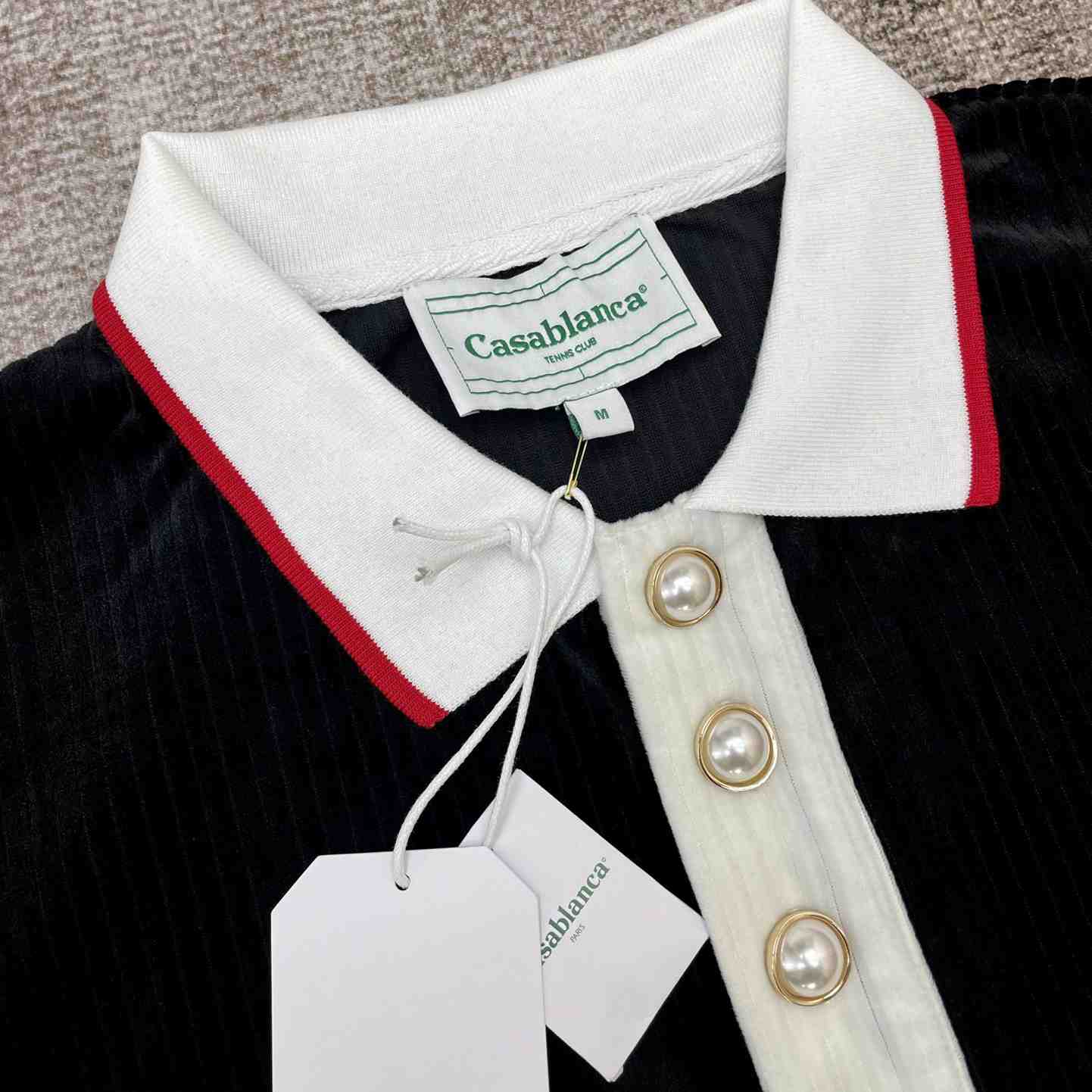 Casablanca Rib Velour Polo Shirt   c878 - DesignerGu