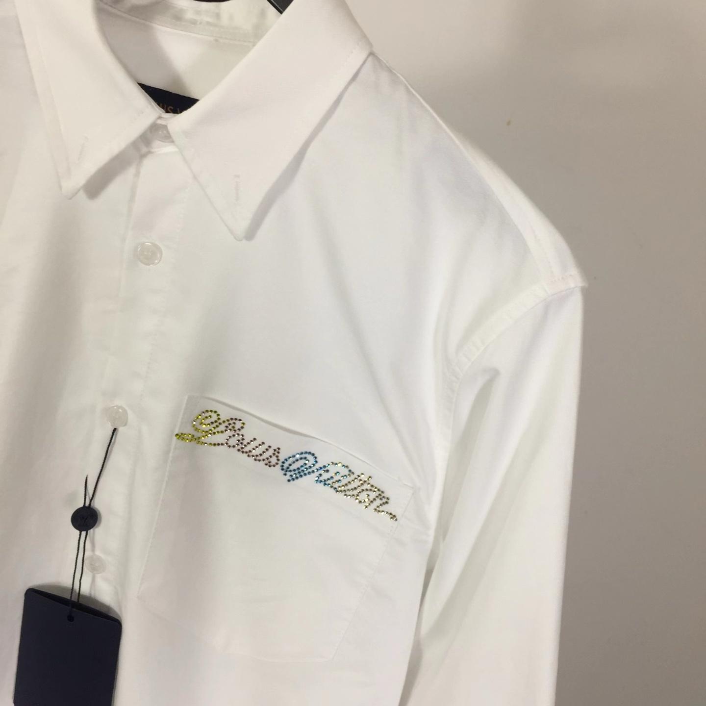 Louis Vuitton Embellished Long-Sleeved Cotton Shirt  1AGTQ5  - DesignerGu