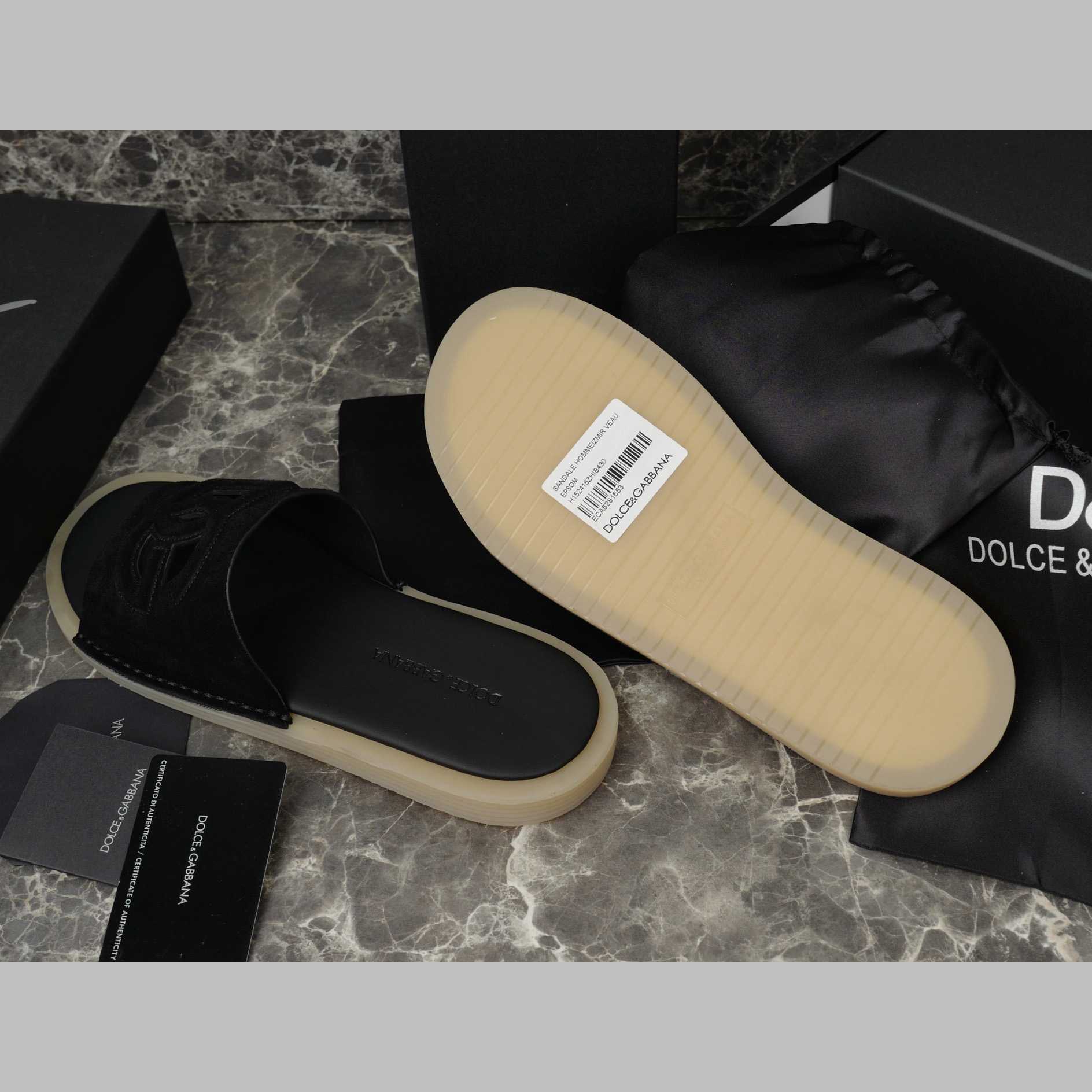 Dolce & Gabbana Suede Sliders - DesignerGu