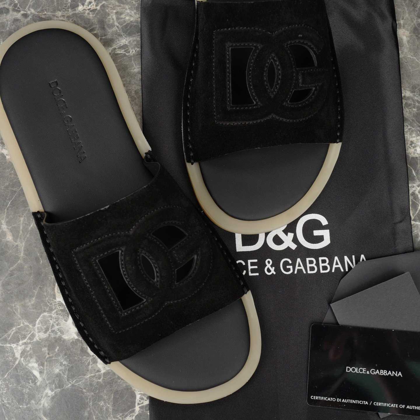 Dolce & Gabbana Suede Sliders - DesignerGu