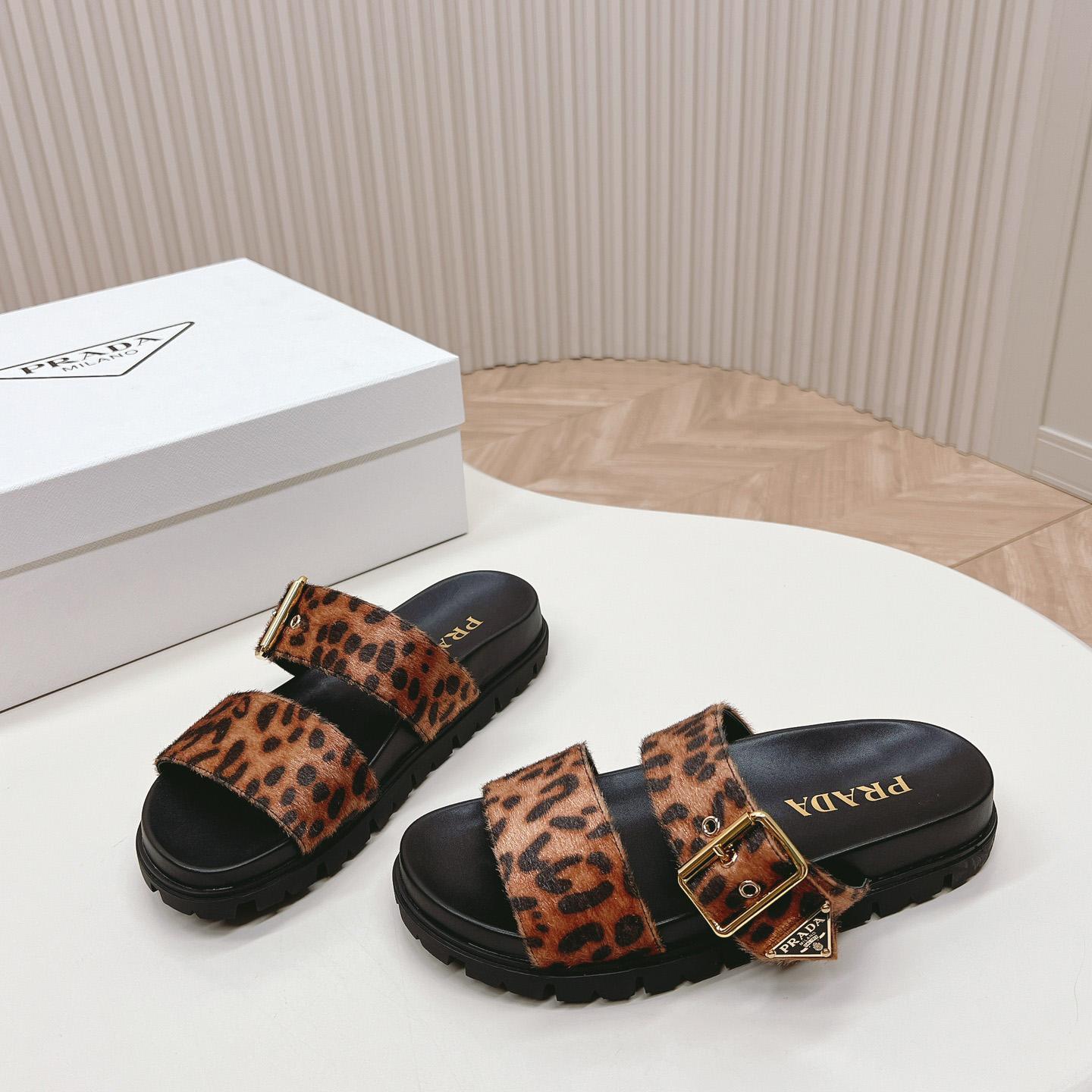 Prada Printed Leather Slides - DesignerGu