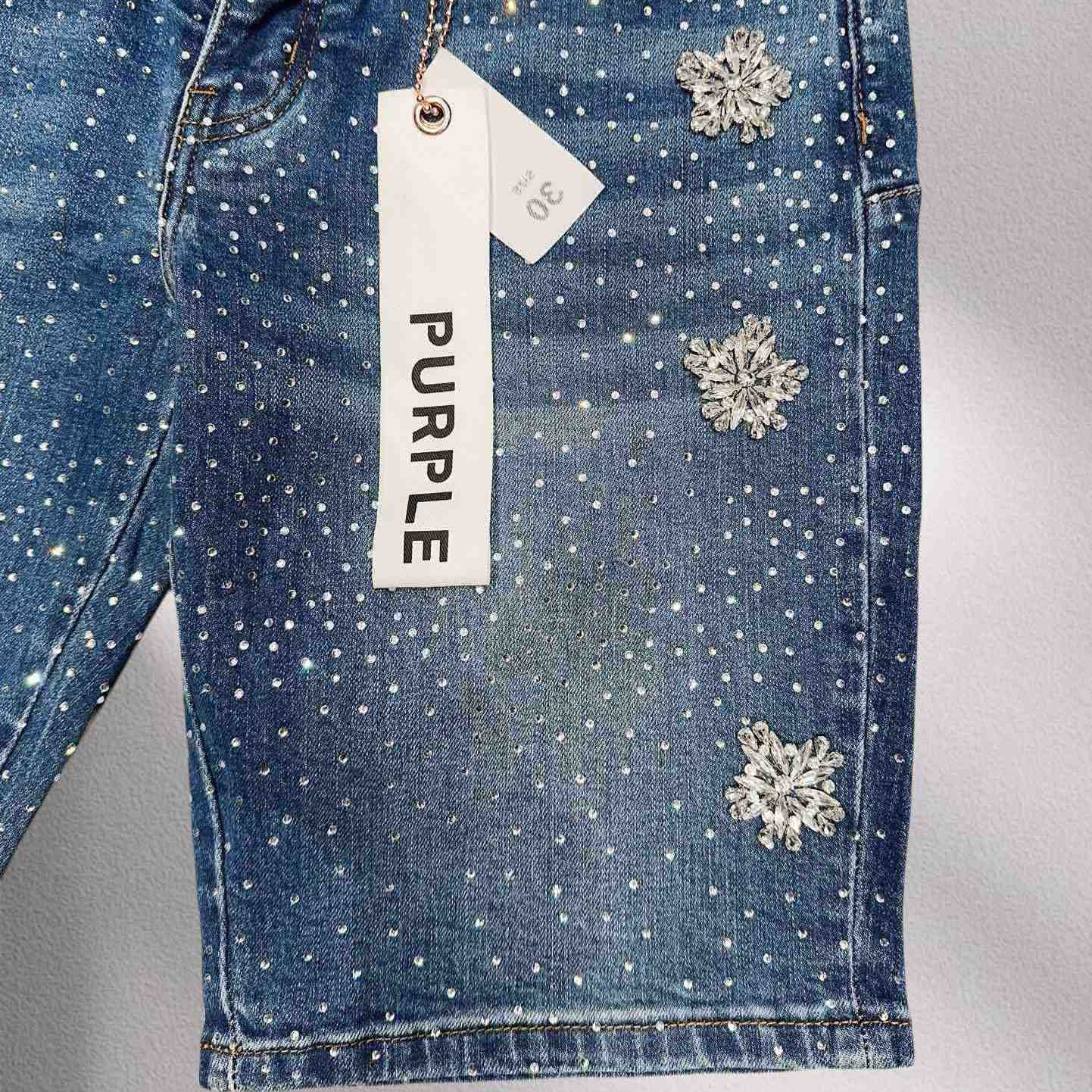 Purple-Brand Denim Shorts    6005 - DesignerGu