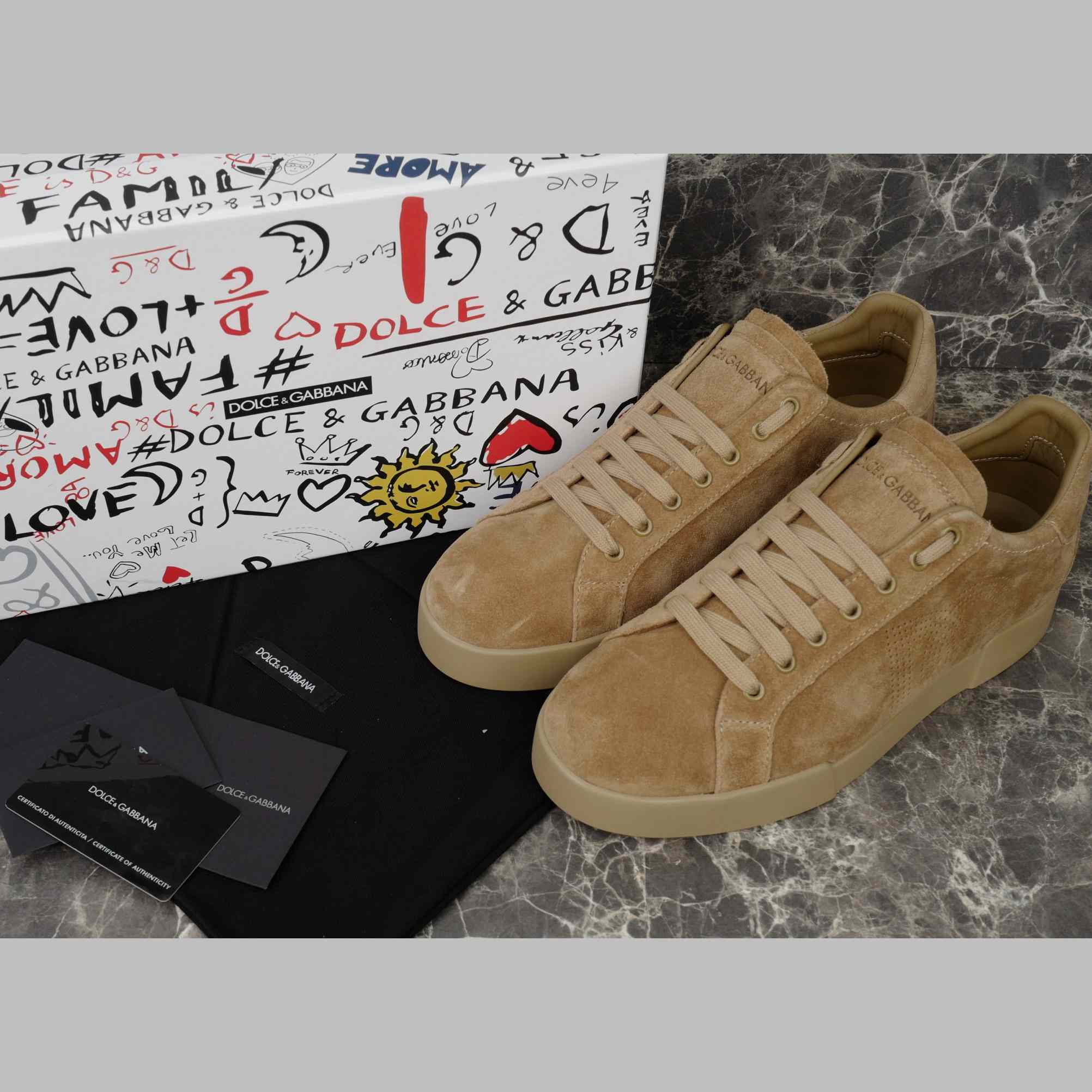 Dolce & Gabbana Calfskin Strobel Portofino Light Sneakers - DesignerGu