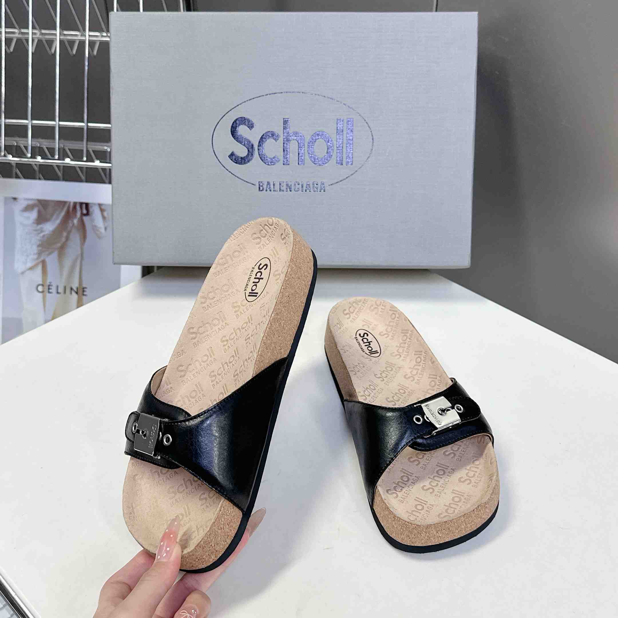 Balenciaga Scholl Flat Sandal In Black - DesignerGu