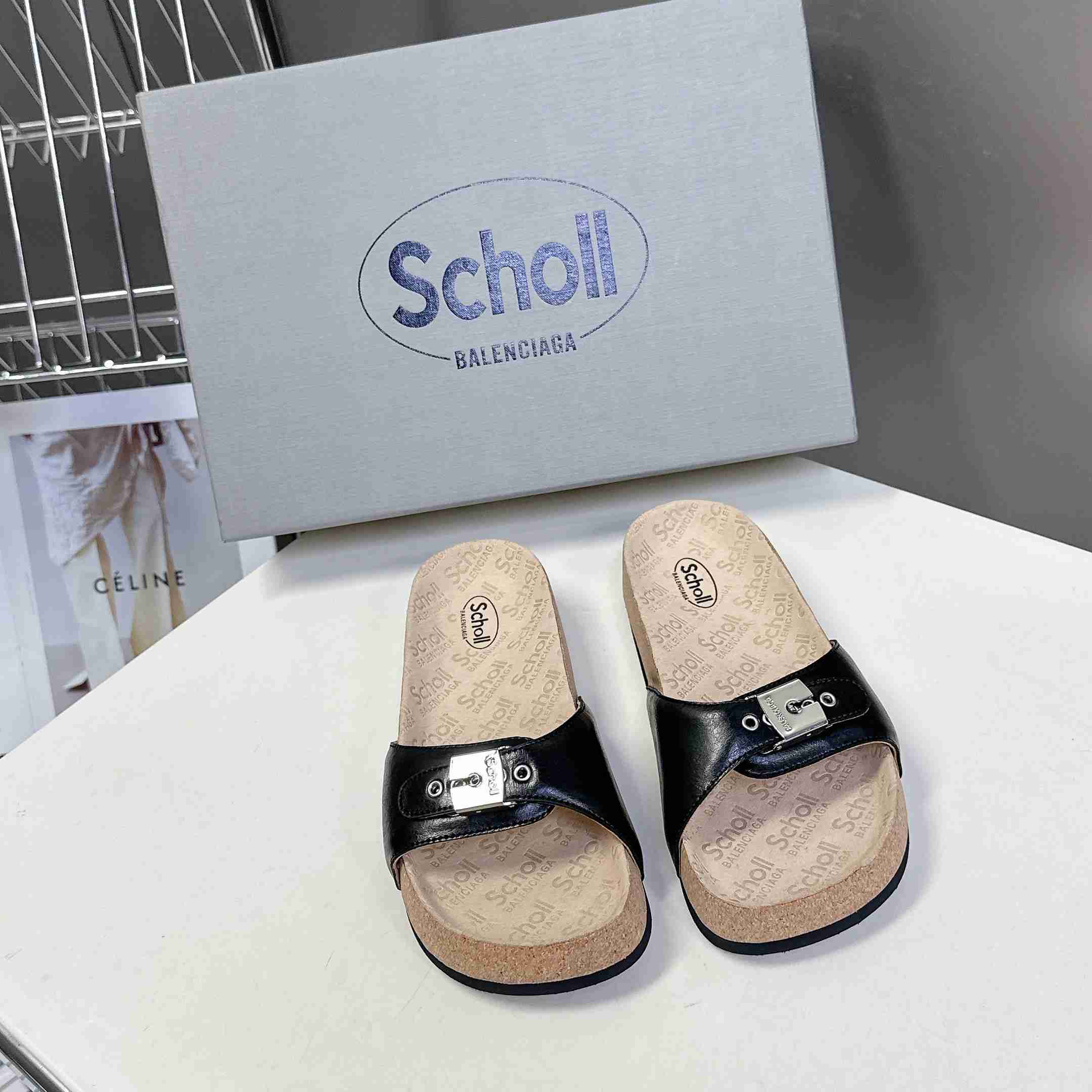 Balenciaga Scholl Flat Sandal In Black - DesignerGu