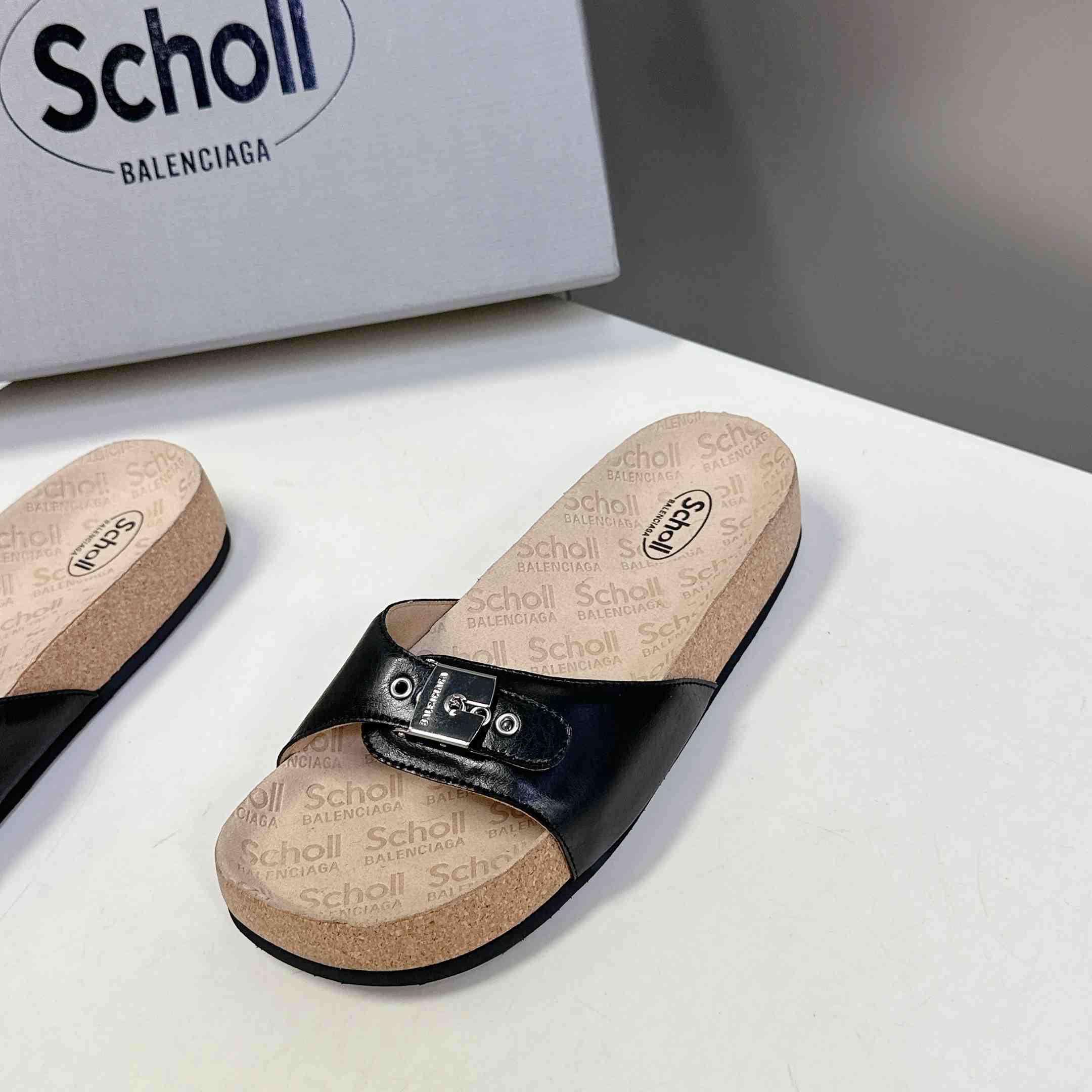 Balenciaga Scholl Flat Sandal In Black - DesignerGu