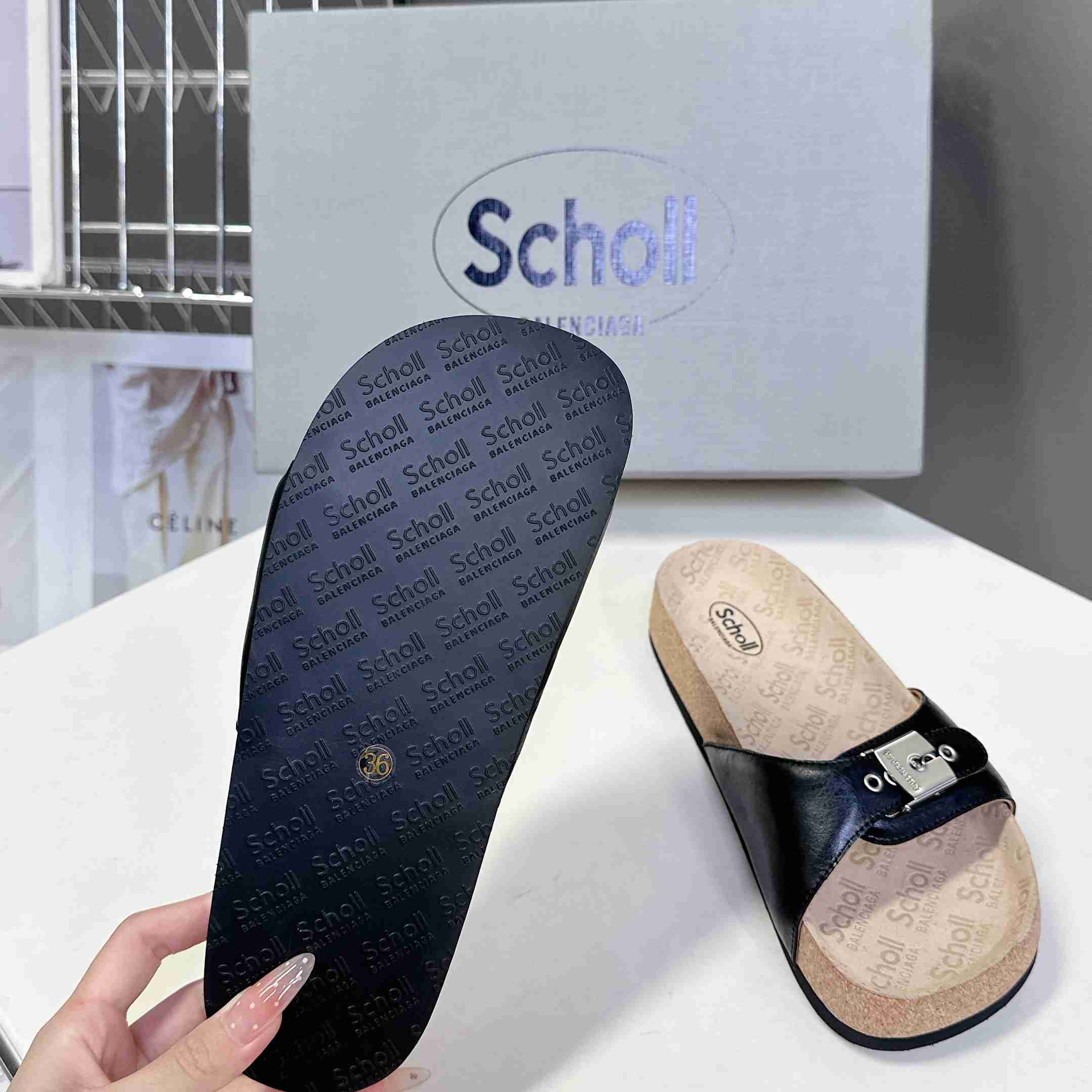 Balenciaga Scholl Flat Sandal In Black - DesignerGu