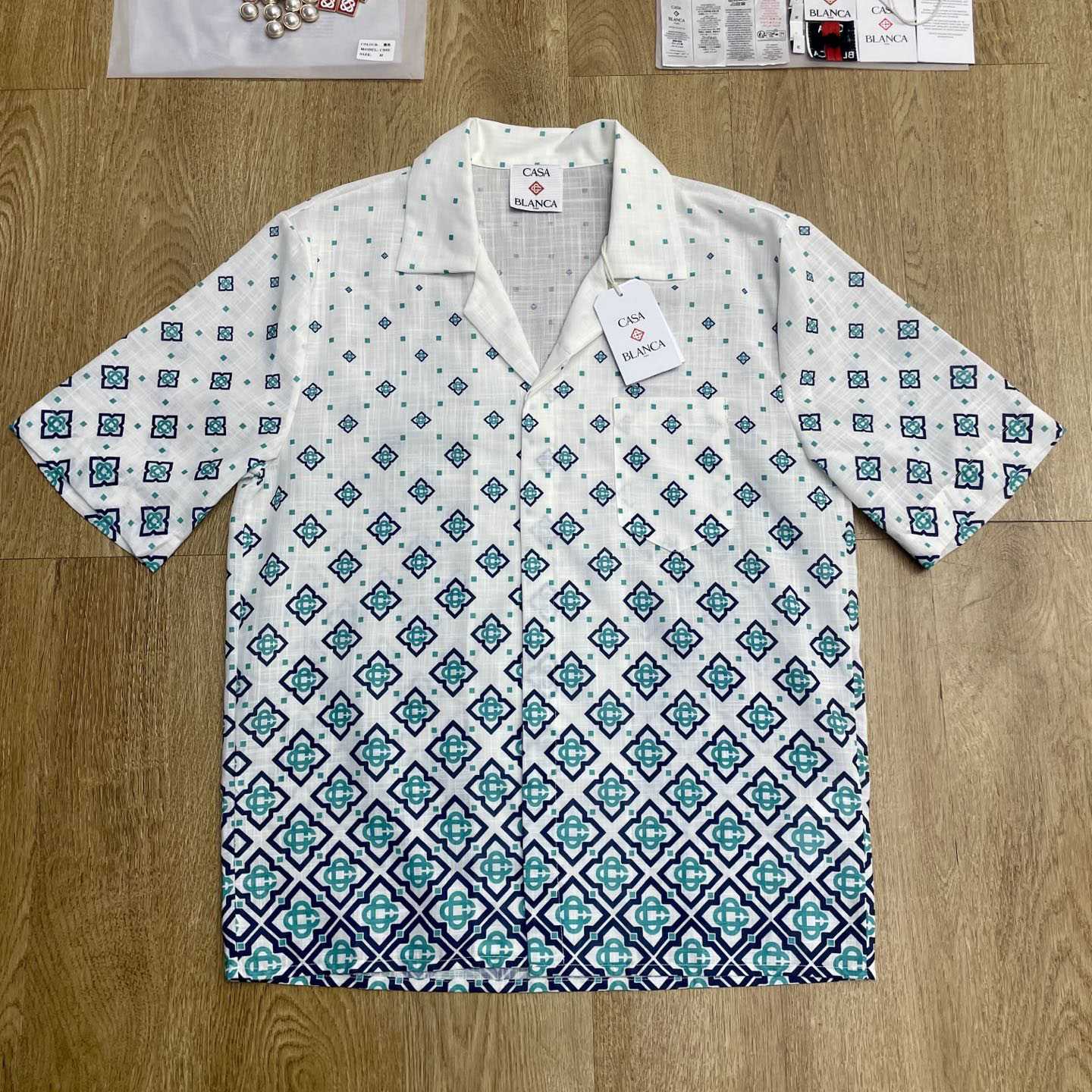 Casablanca Gradient Monogram Short Sleeve Silk Shirt  CA3537 - DesignerGu