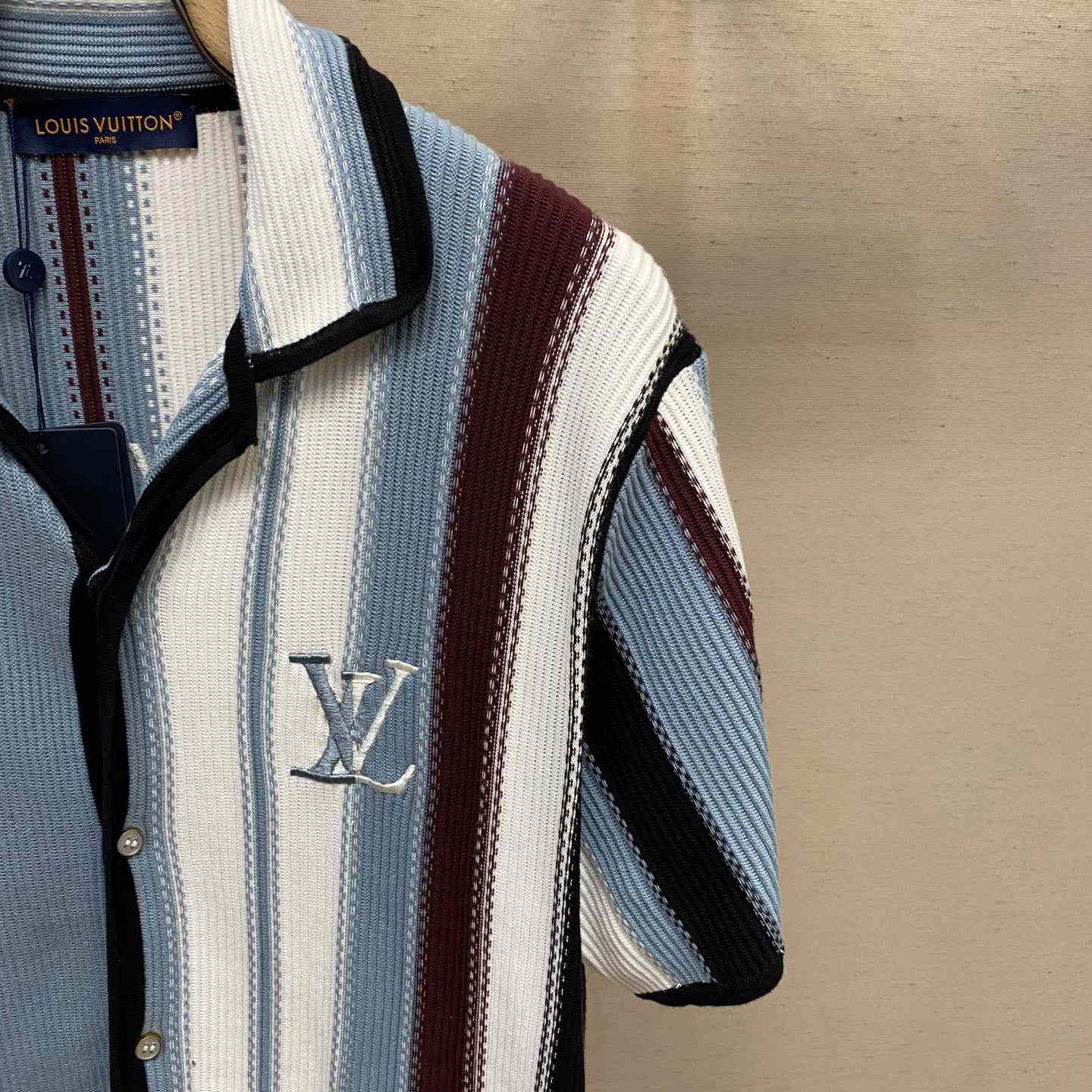 Louis Vuitton Striped Crochet Short-Sleeved Shirt   1AHVOO - DesignerGu