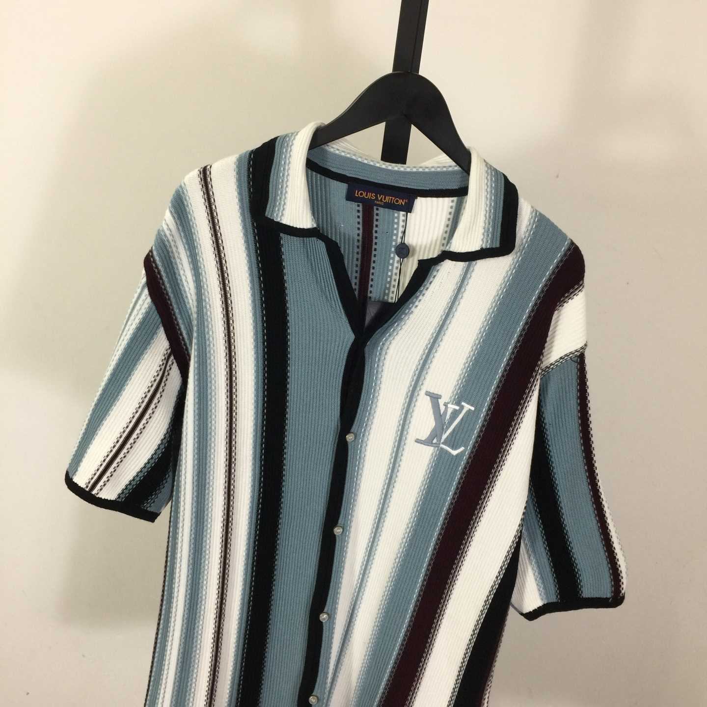 Louis Vuitton Striped Crochet Short-Sleeved Shirt   1AHVOO - DesignerGu