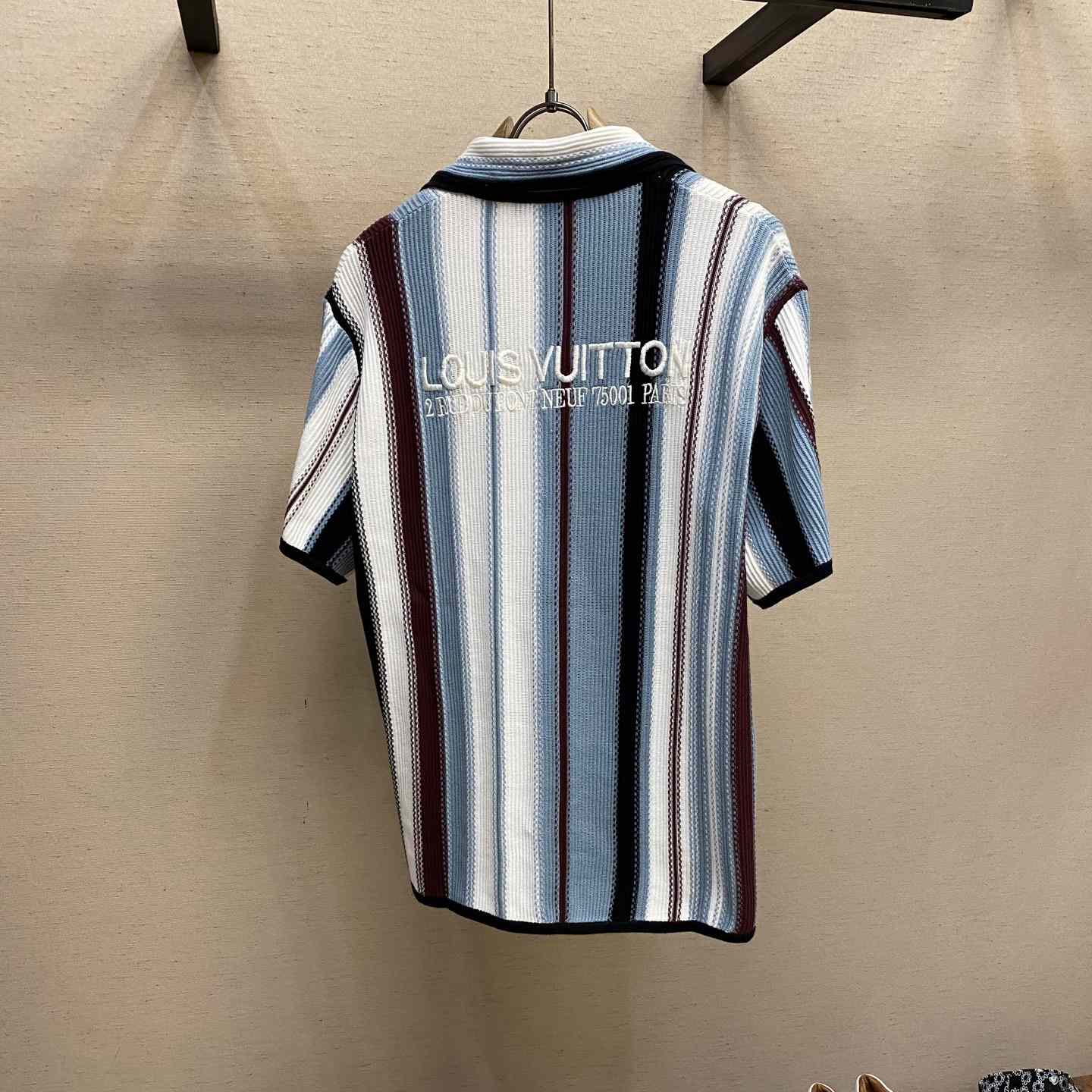 Louis Vuitton Striped Crochet Short-Sleeved Shirt   1AHVOO - DesignerGu