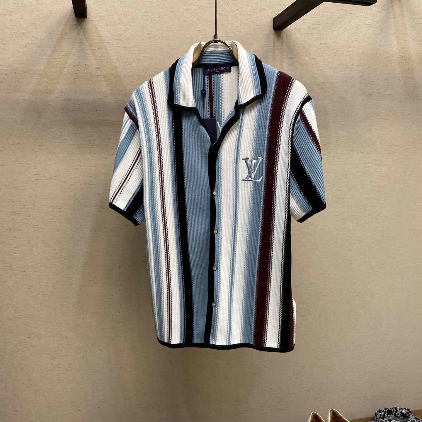 Louis Vuitton Striped Crochet Short-Sleeved Shirt   1AHVOO - DesignerGu