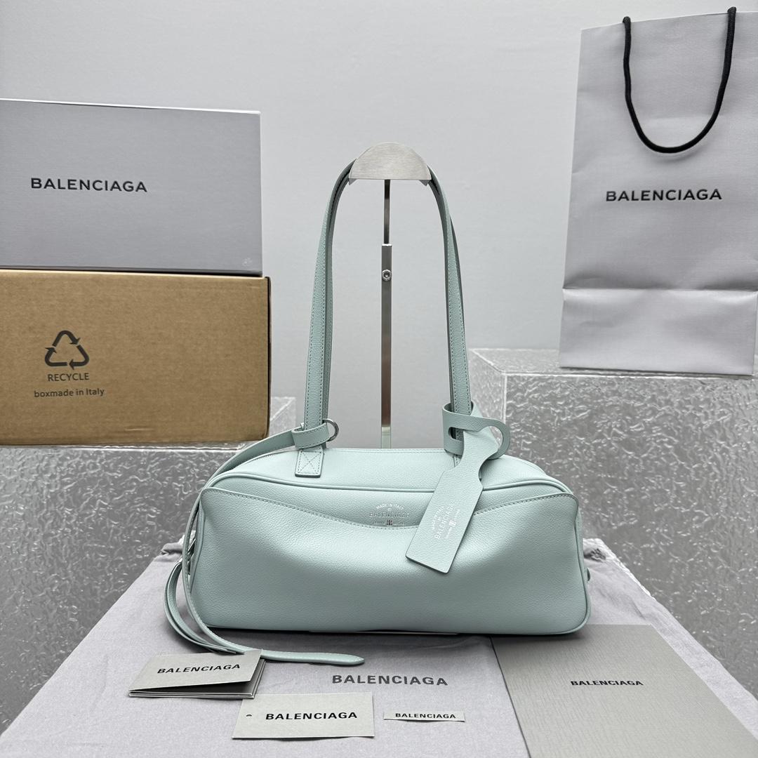Balenciaga Carrie Bowling Bag Small In Mineral Green - DesignerGu