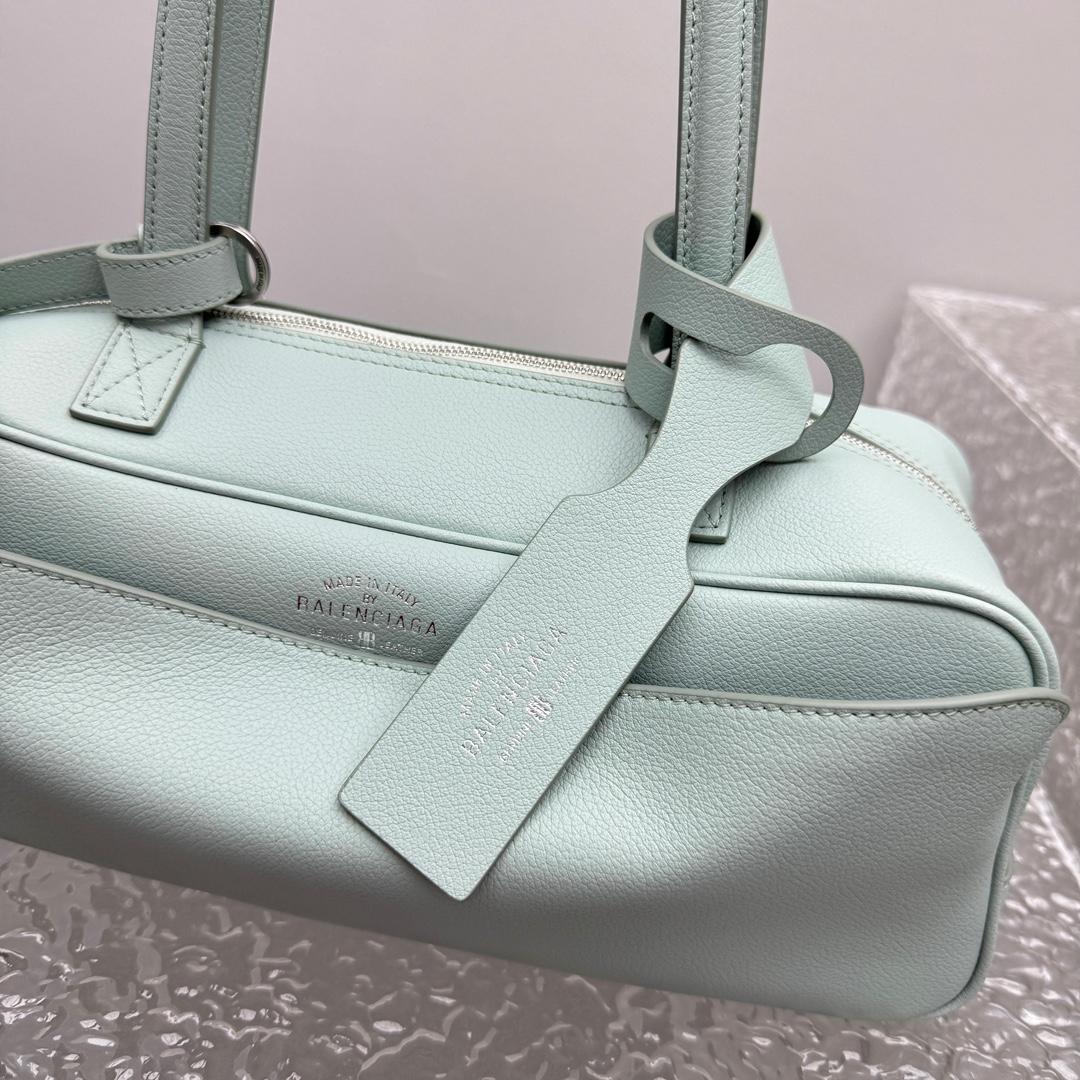 Balenciaga Carrie Bowling Bag Small In Mineral Green - DesignerGu