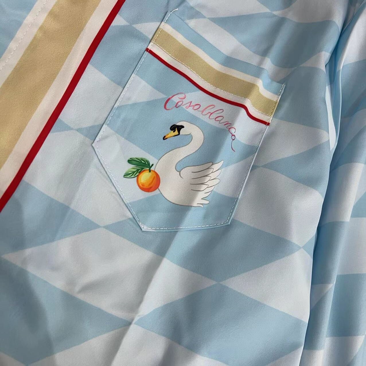 Casablanca Damiers Et Cygne Bleu Silk Twill Shirt - DesignerGu