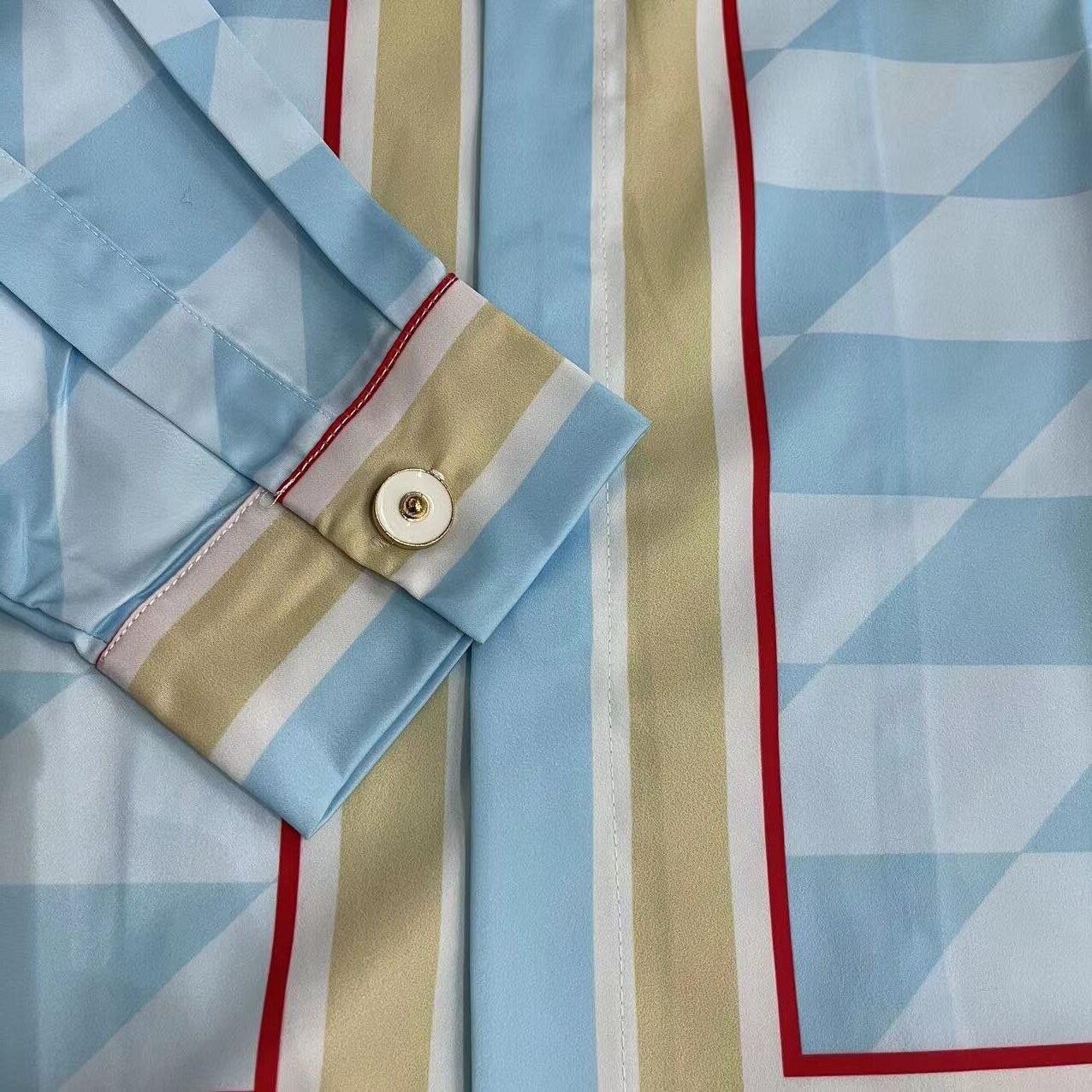 Casablanca Damiers Et Cygne Bleu Silk Twill Shirt - DesignerGu