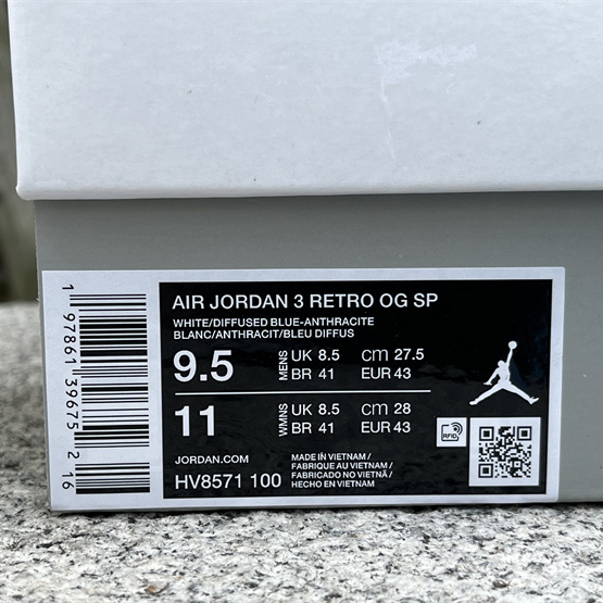 A Ma Maniére x Air Jordan 3 OG SP “Diffused Blue” HV8571-100 - DesignerGu