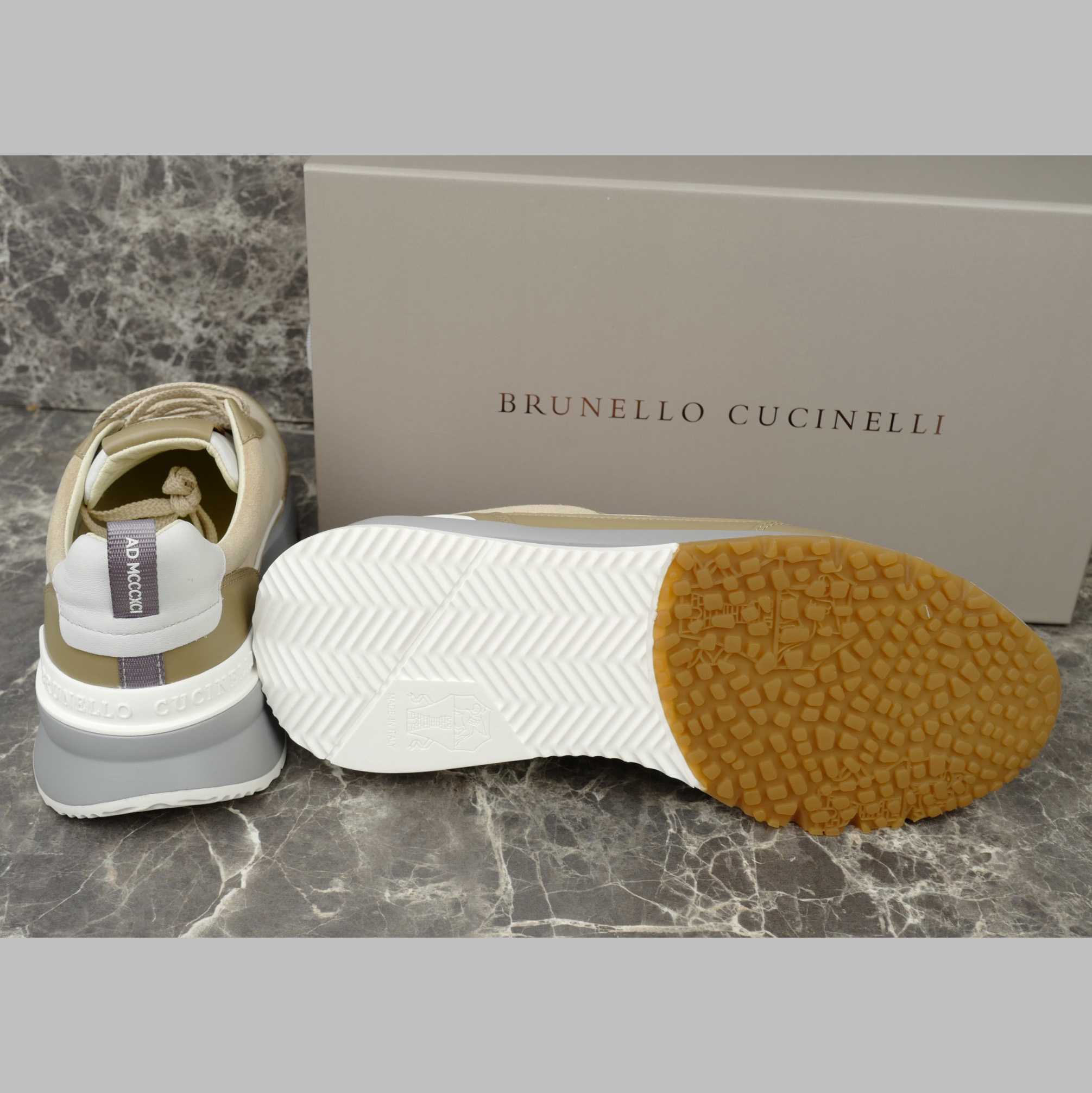 Brunello Cucinelli Washed Suede And Semi-polished Calfskin Runners  - DesignerGu