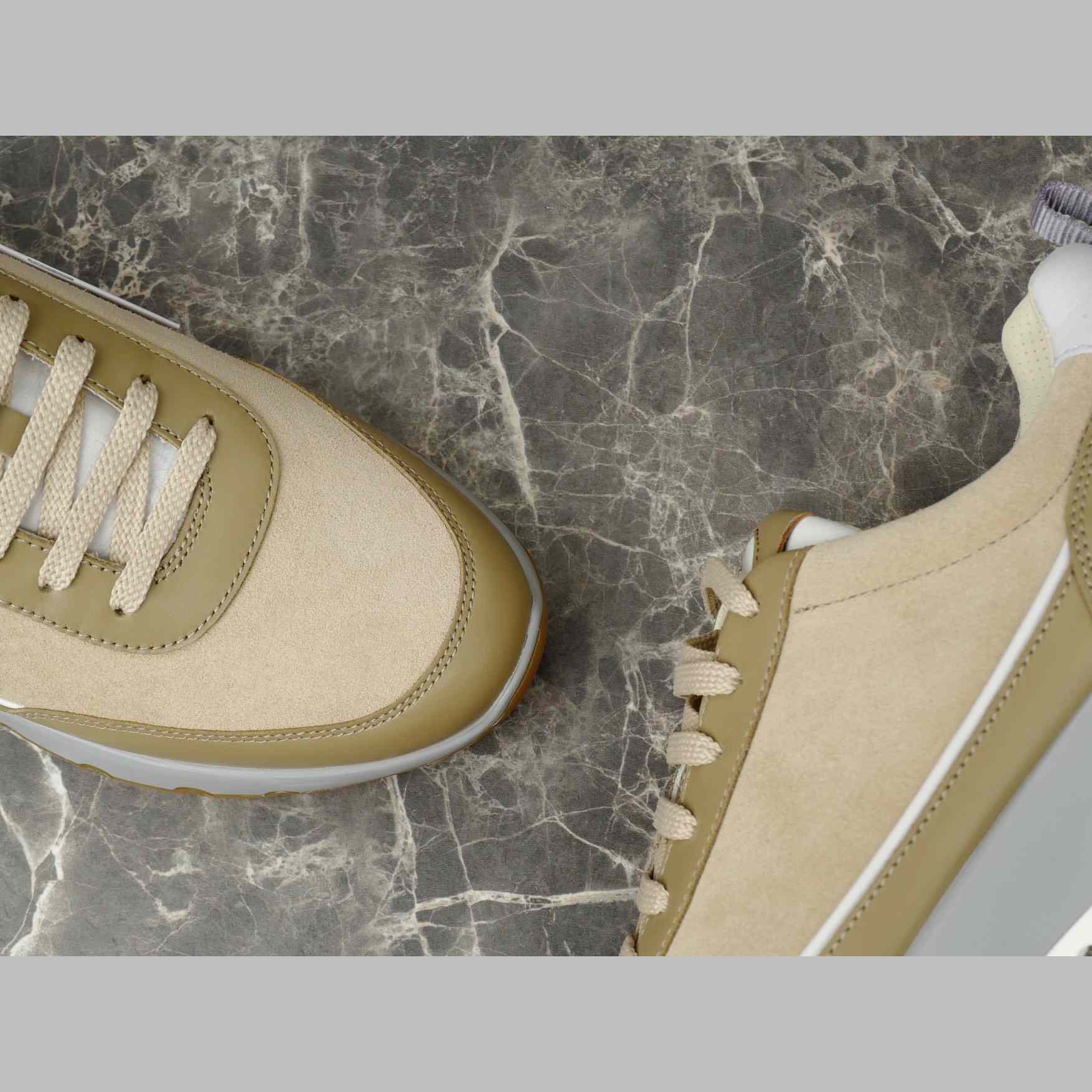 Brunello Cucinelli Washed Suede And Semi-polished Calfskin Runners  - DesignerGu