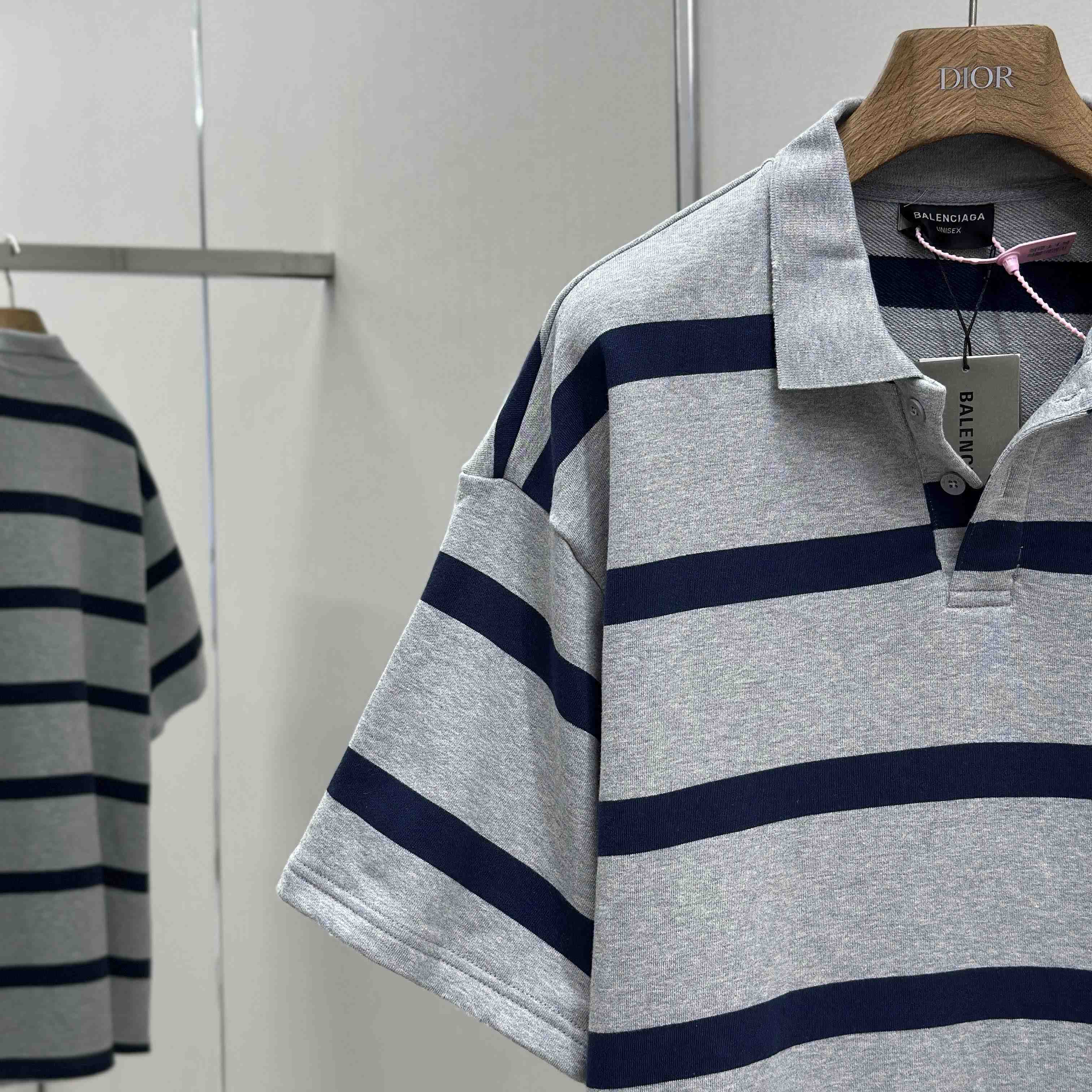 Balenciaga Laurel Classic Oversized Polo In Heavy Grey - DesignerGu